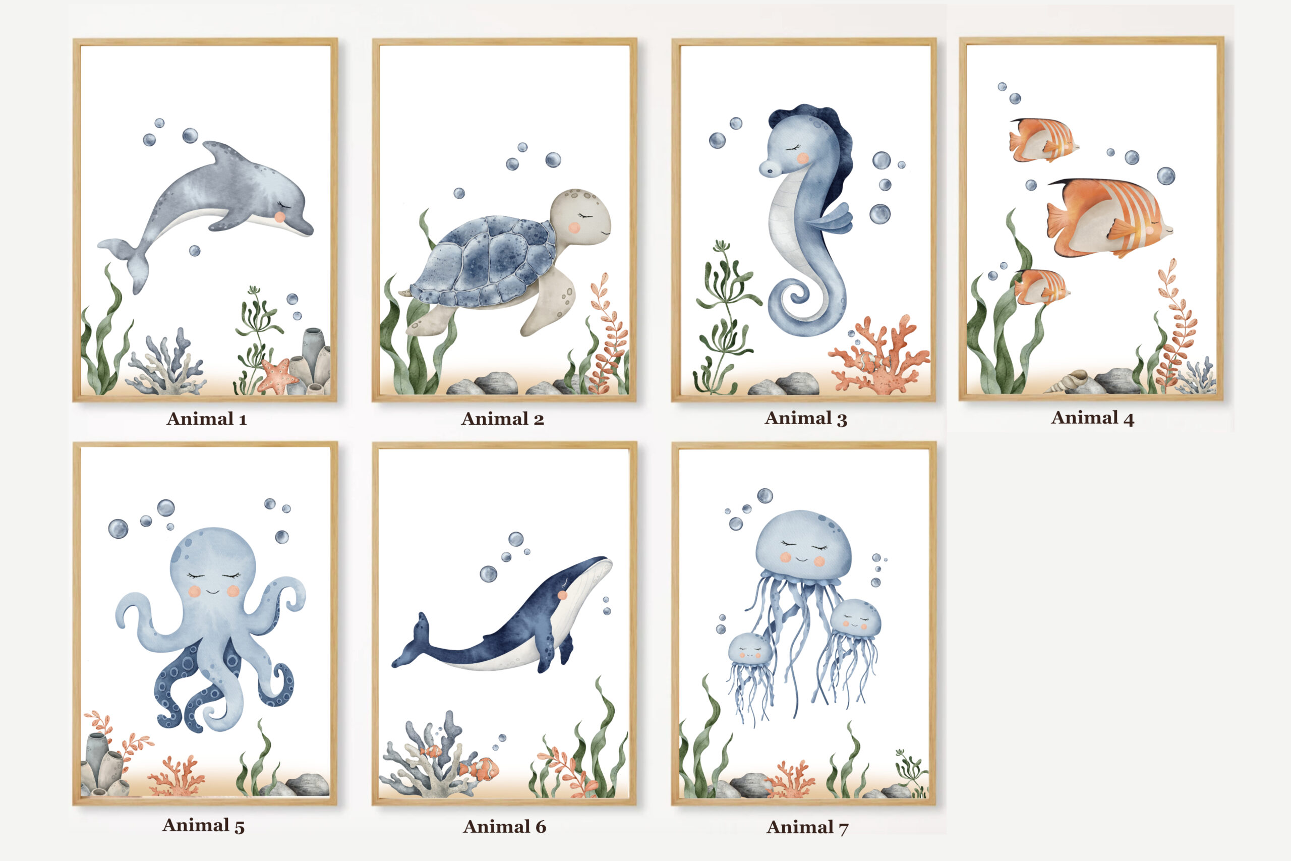 Affiches Prénom - Animaux marins