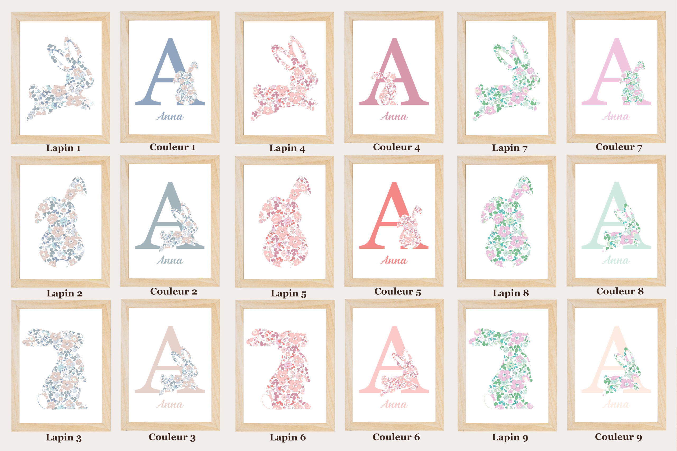 Affiches Prénom - Lapin Liberty