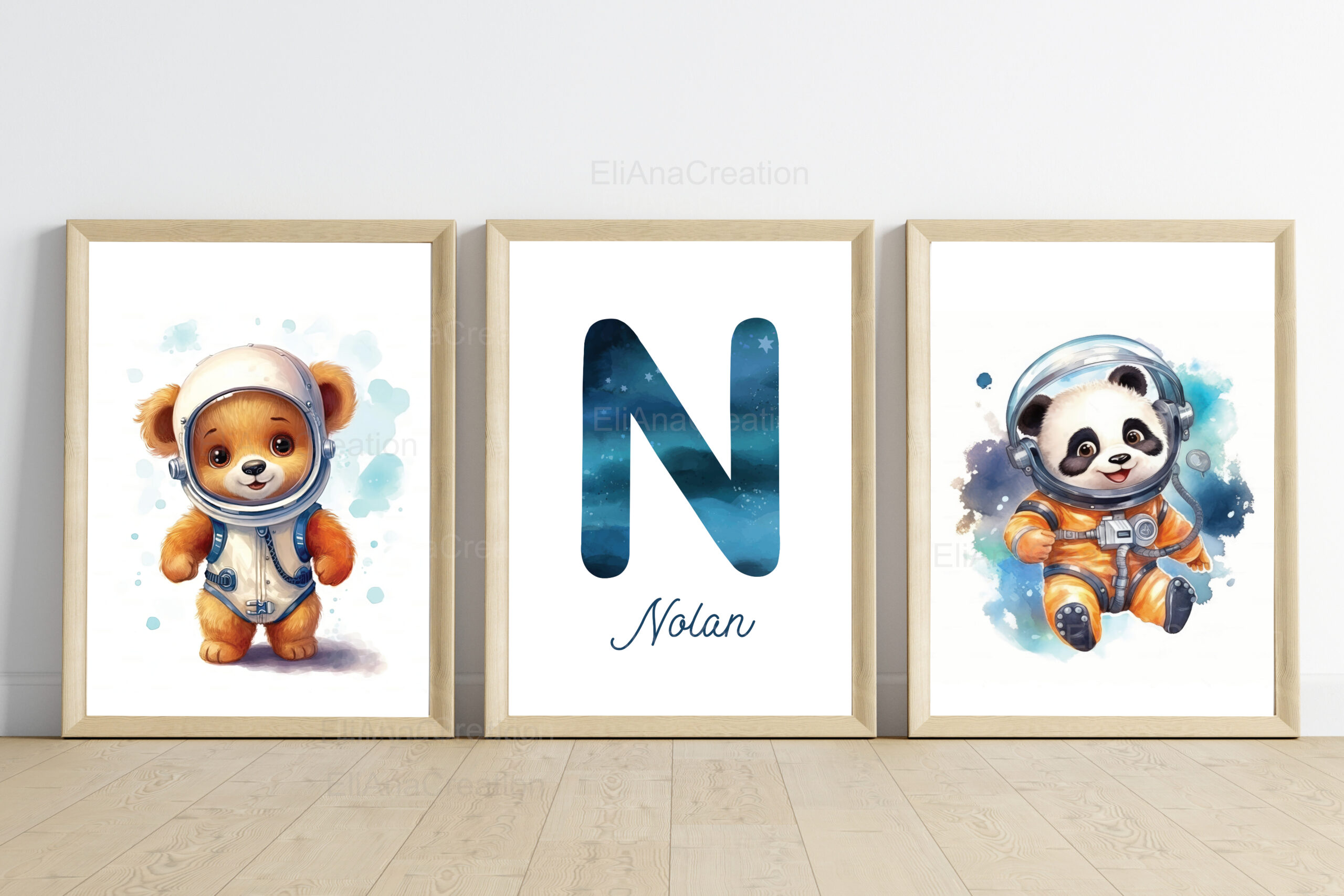 Affiches Prénom - Oursons astronautes