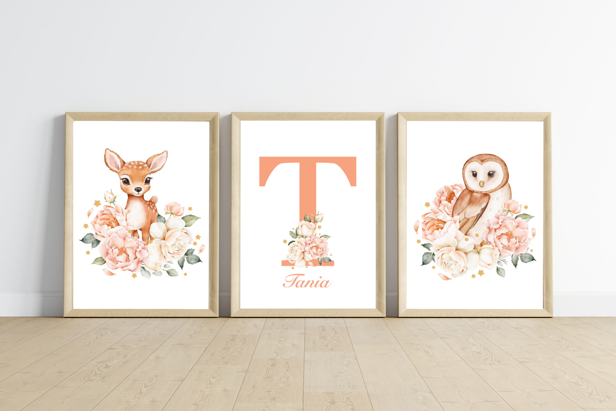 Affiches Prénom - Animaux en fleurs