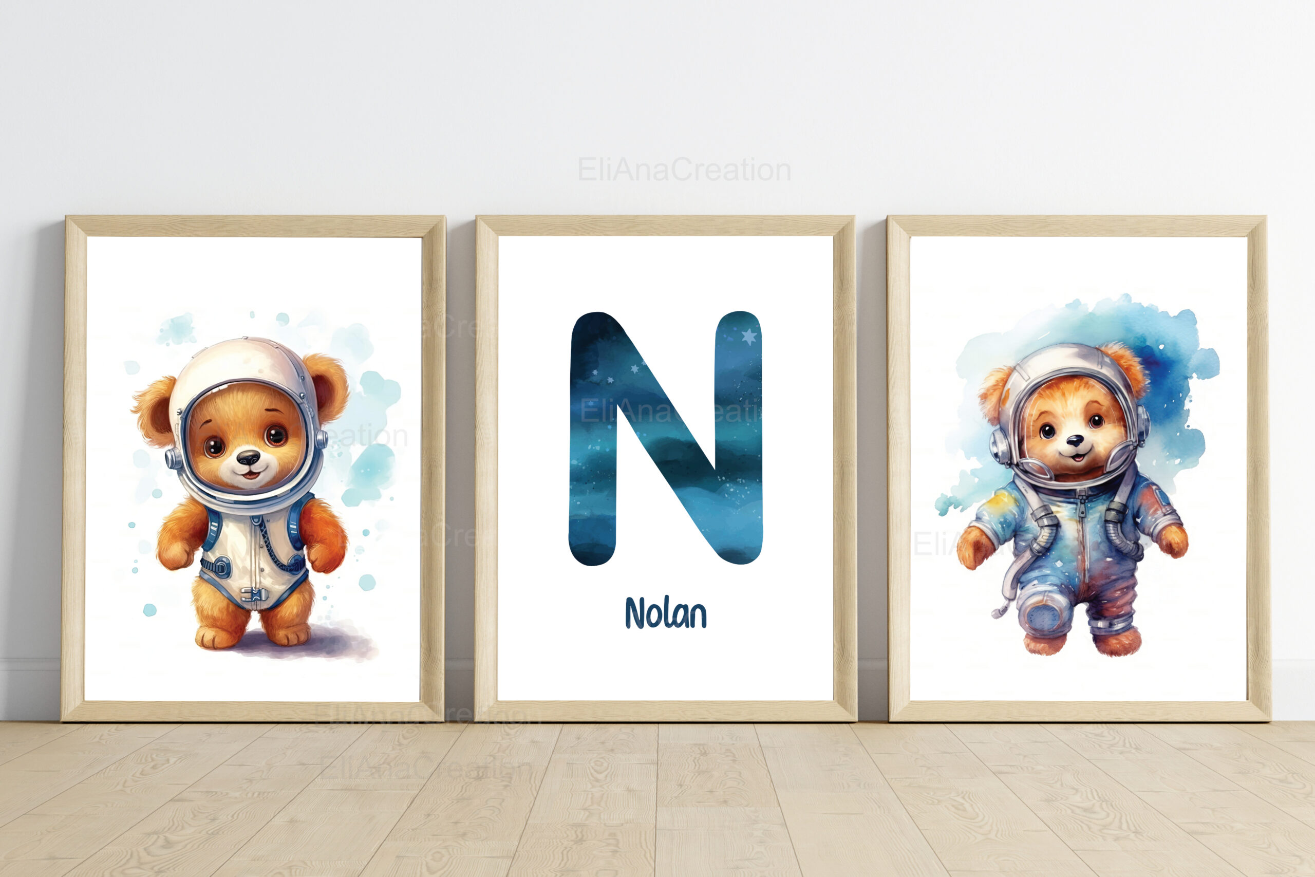 Affiches Prénom - Oursons astronautes