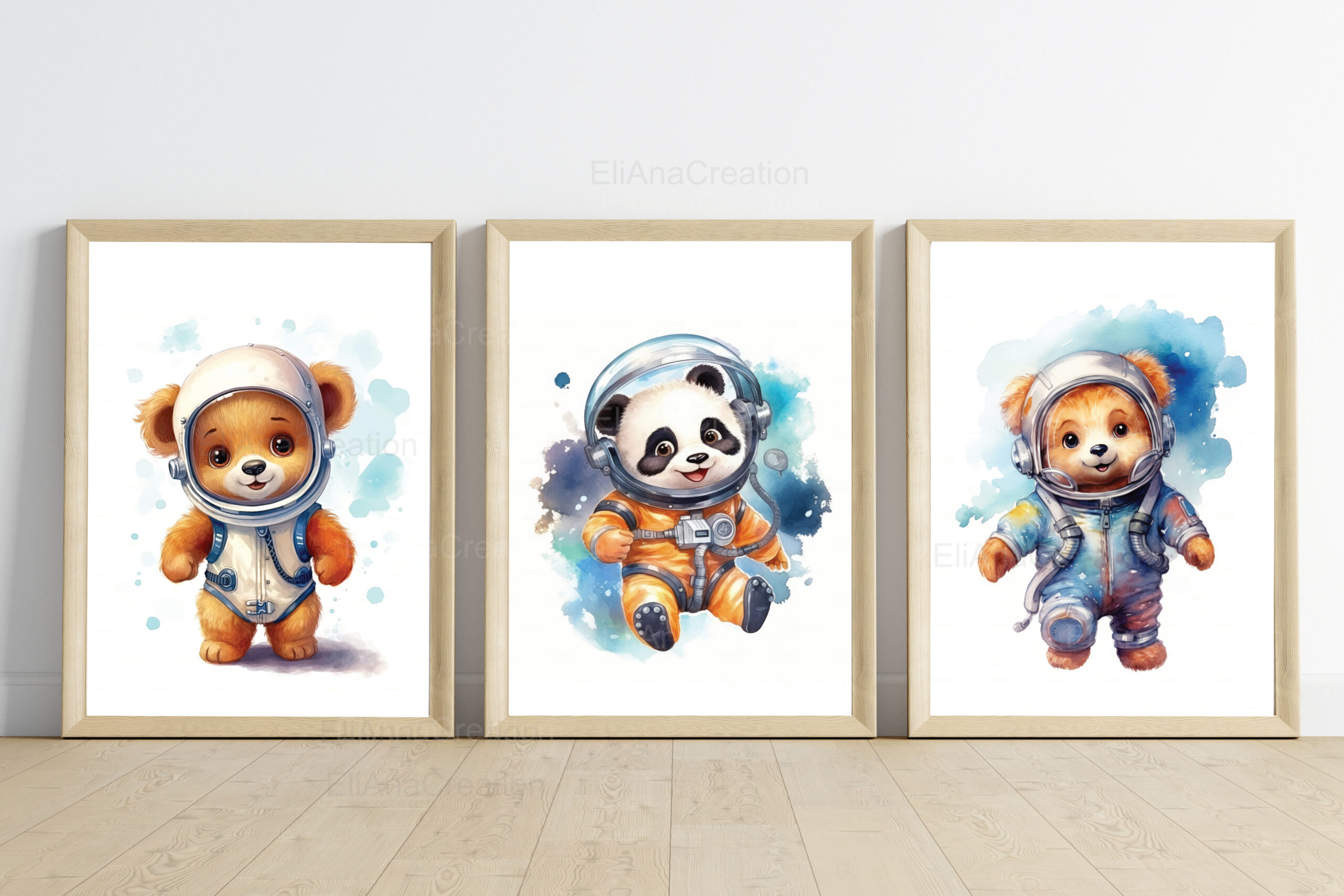 Affiches Prénom - Oursons astronautes