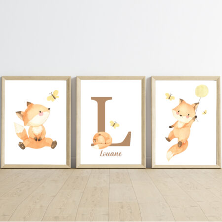 Affiches prénom personnalisées Thème Renards