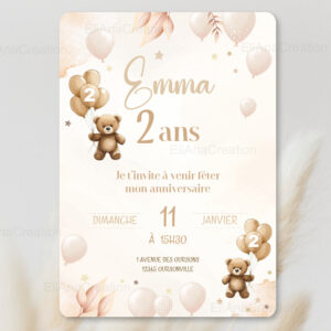 Invitation Personnalisée Ourson