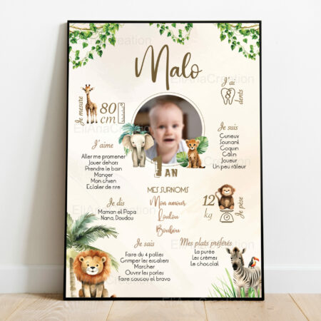 affiche anniversaire personnalisée - Jungle