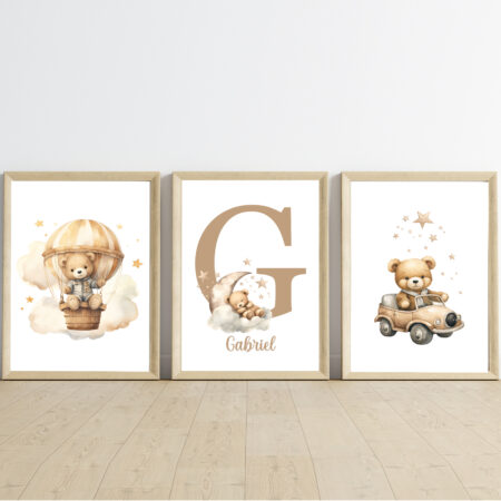 Affiches prénom personnalisées - Oursons étoilés