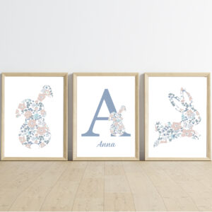 Affiches prénom personnalisées - Lapin Liberty