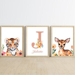 Affiche prénom personnalisées - Savane Fleurie