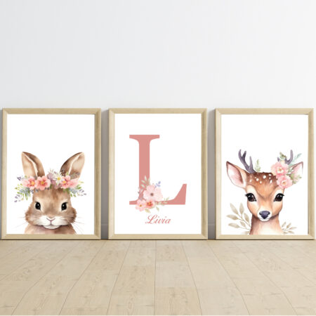 Affiches prénom personnalisées - Animaux de la Forêt