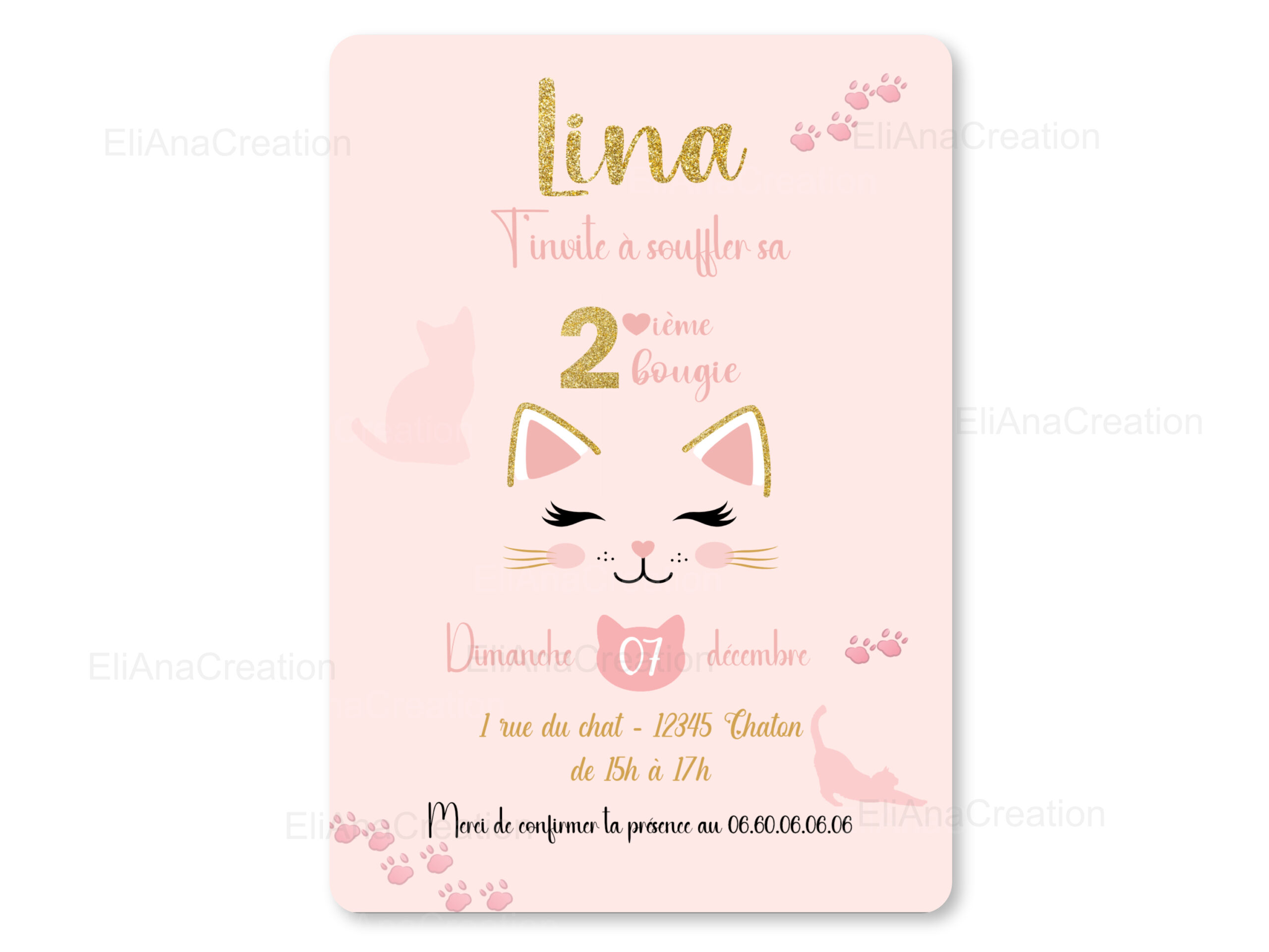 Invitation - Thème Chat