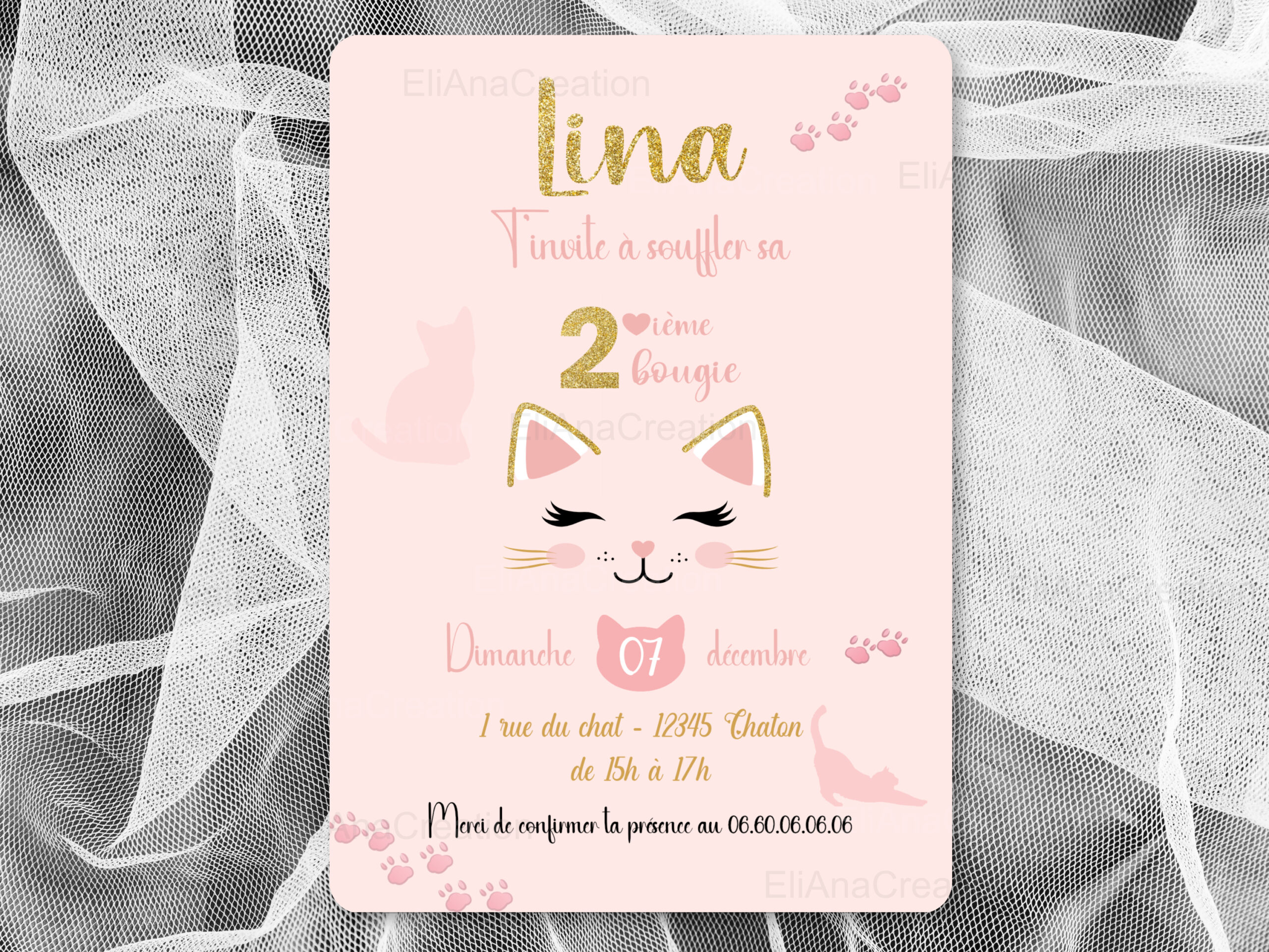 Invitation - Thème Chat