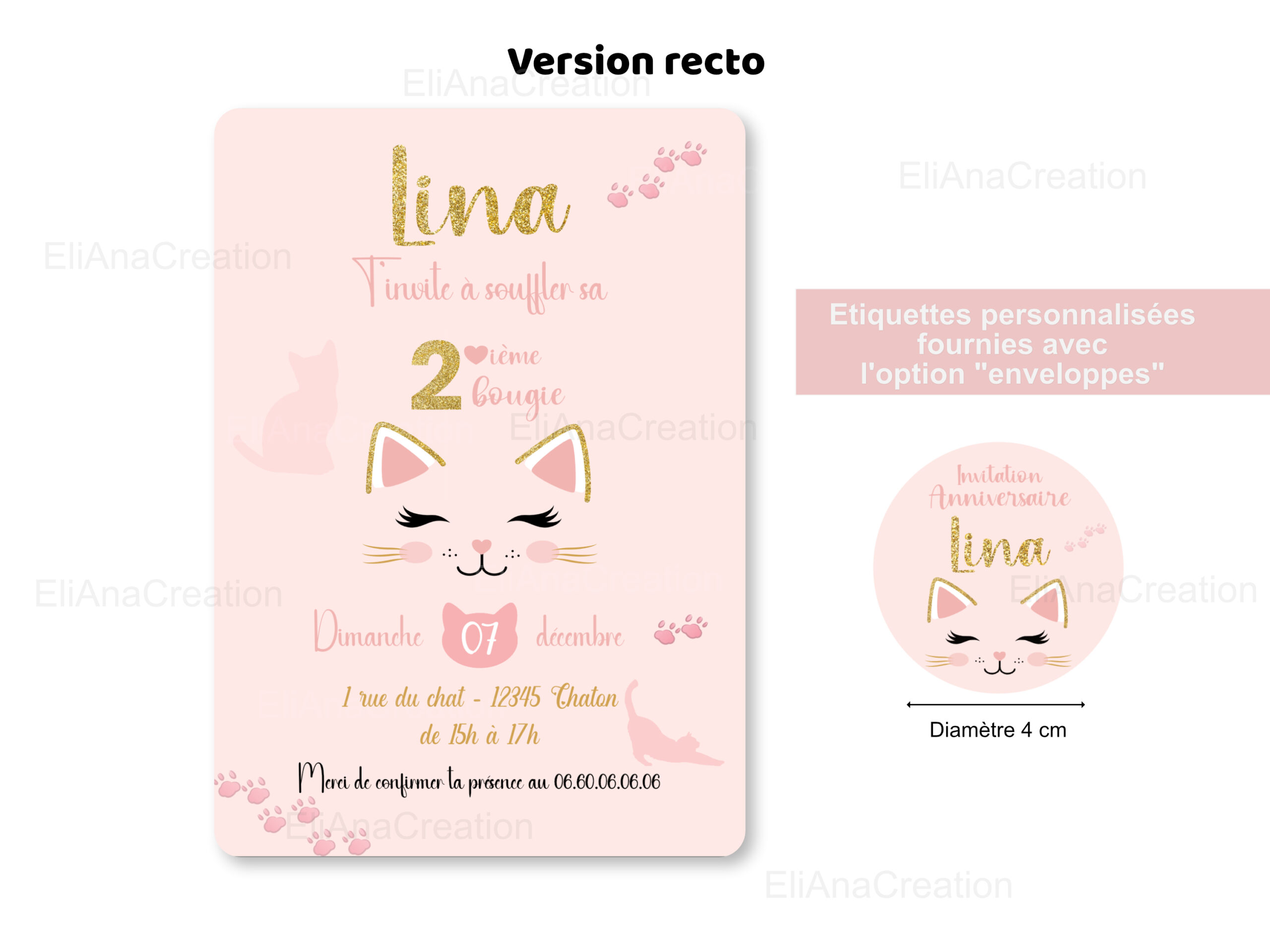 Invitation - Thème Chat