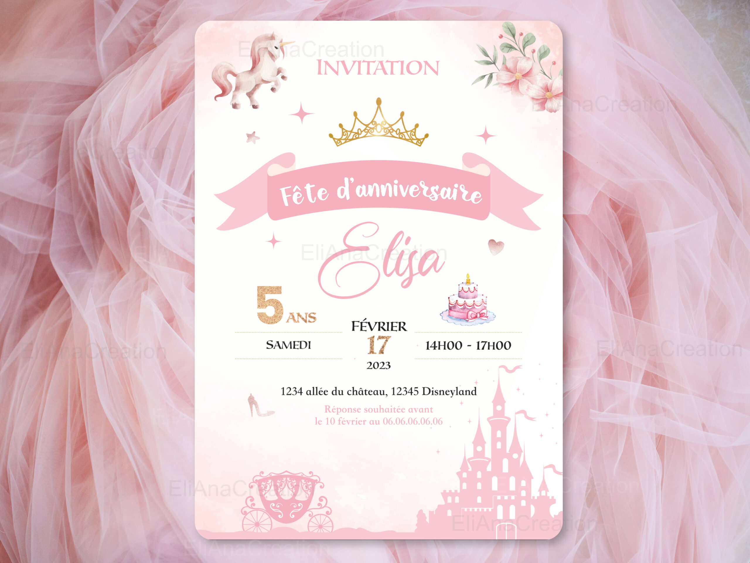 Invitation - Thème Princesse