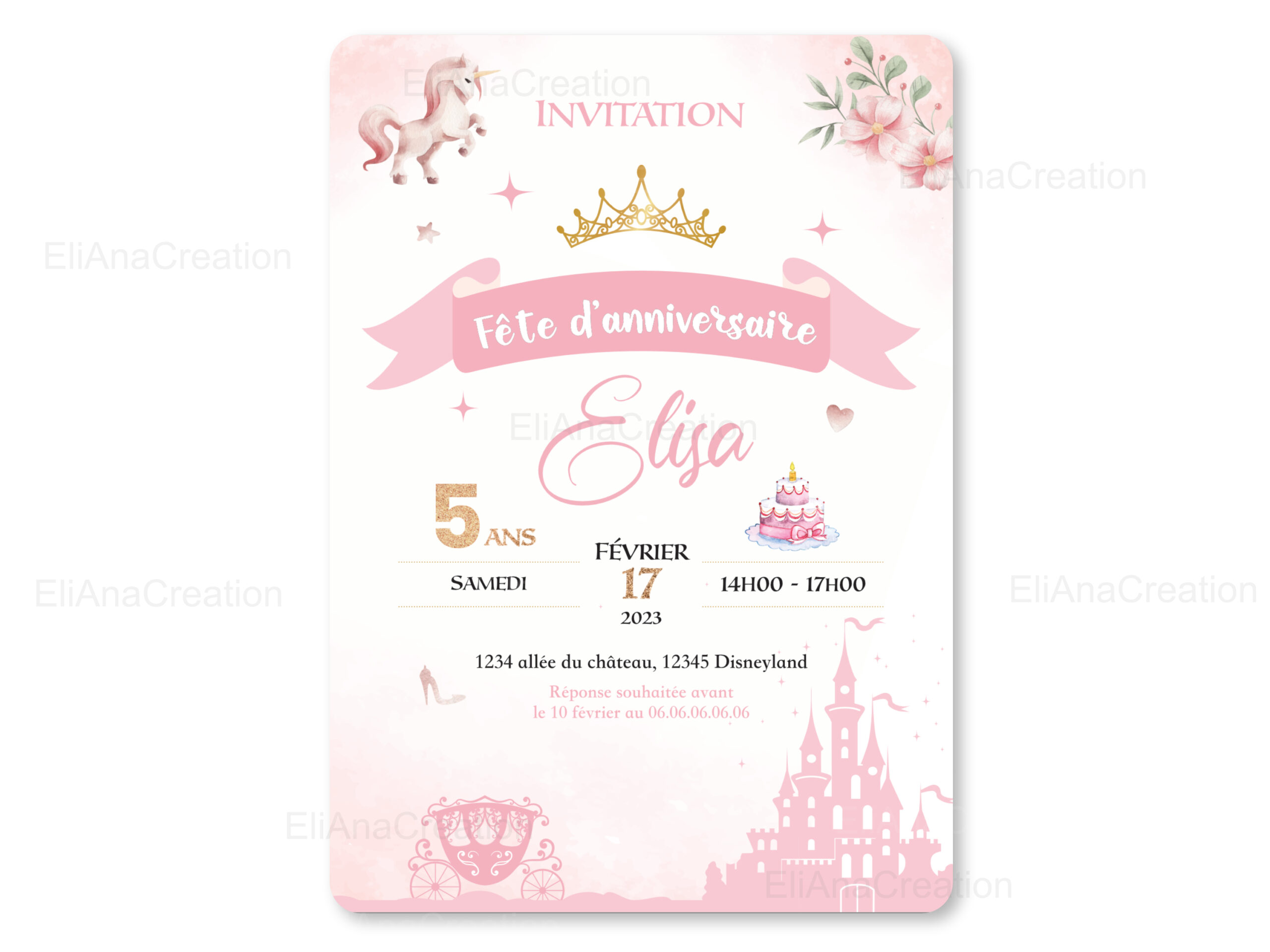 Invitation - Thème Princesse