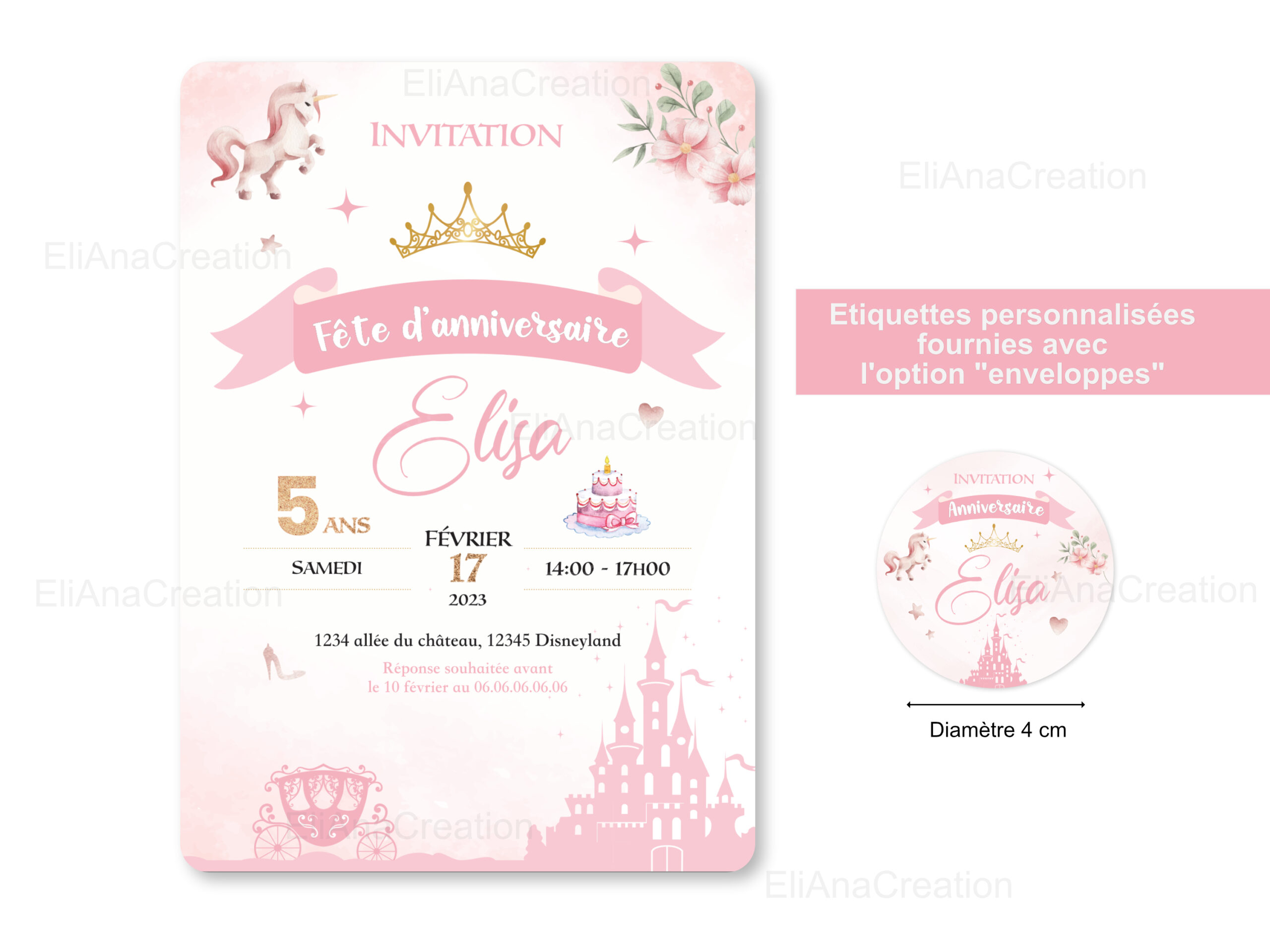 Invitation - Thème Princesse