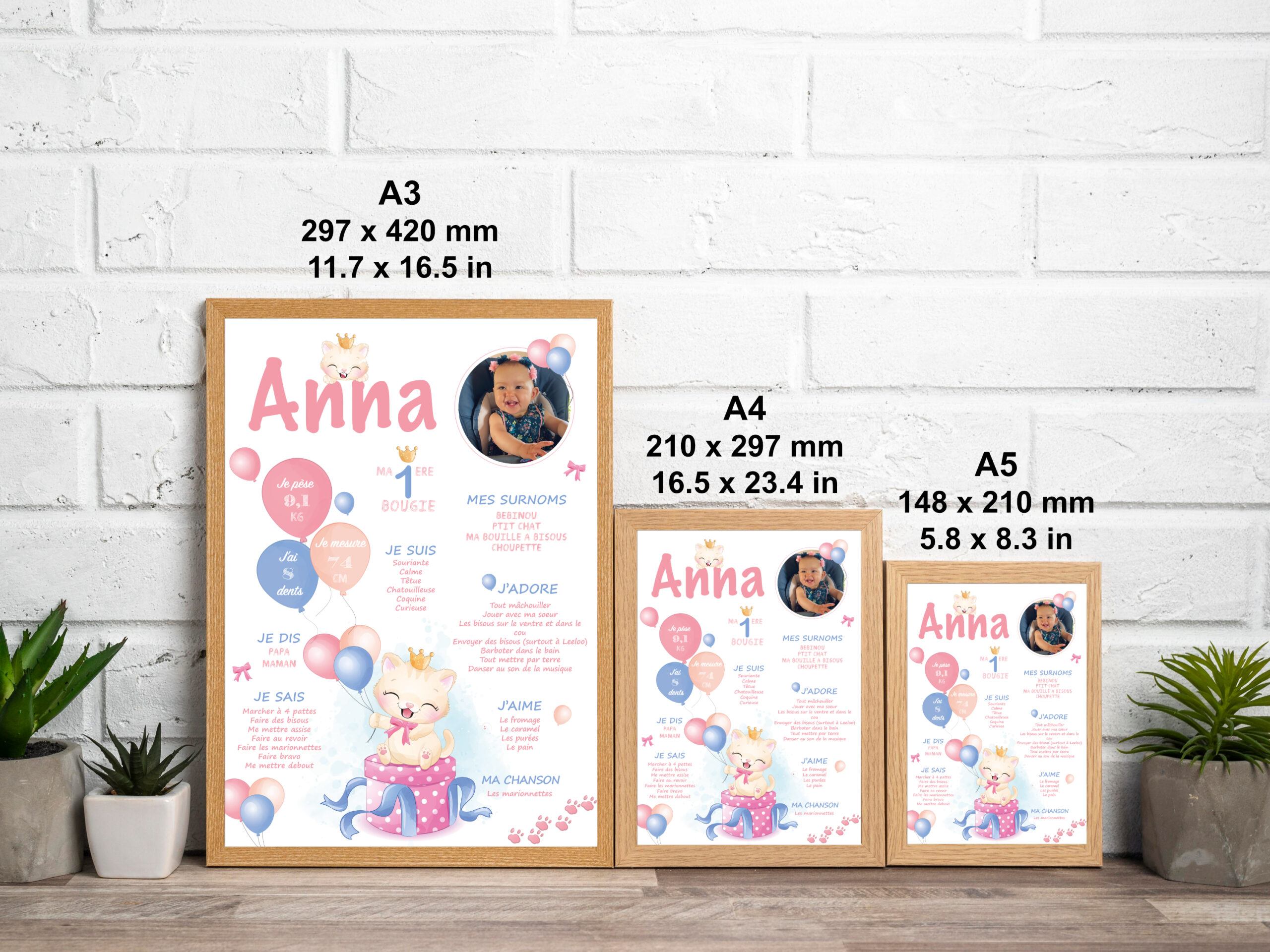 Affiche anniversaire - Thème Chats & Ballons