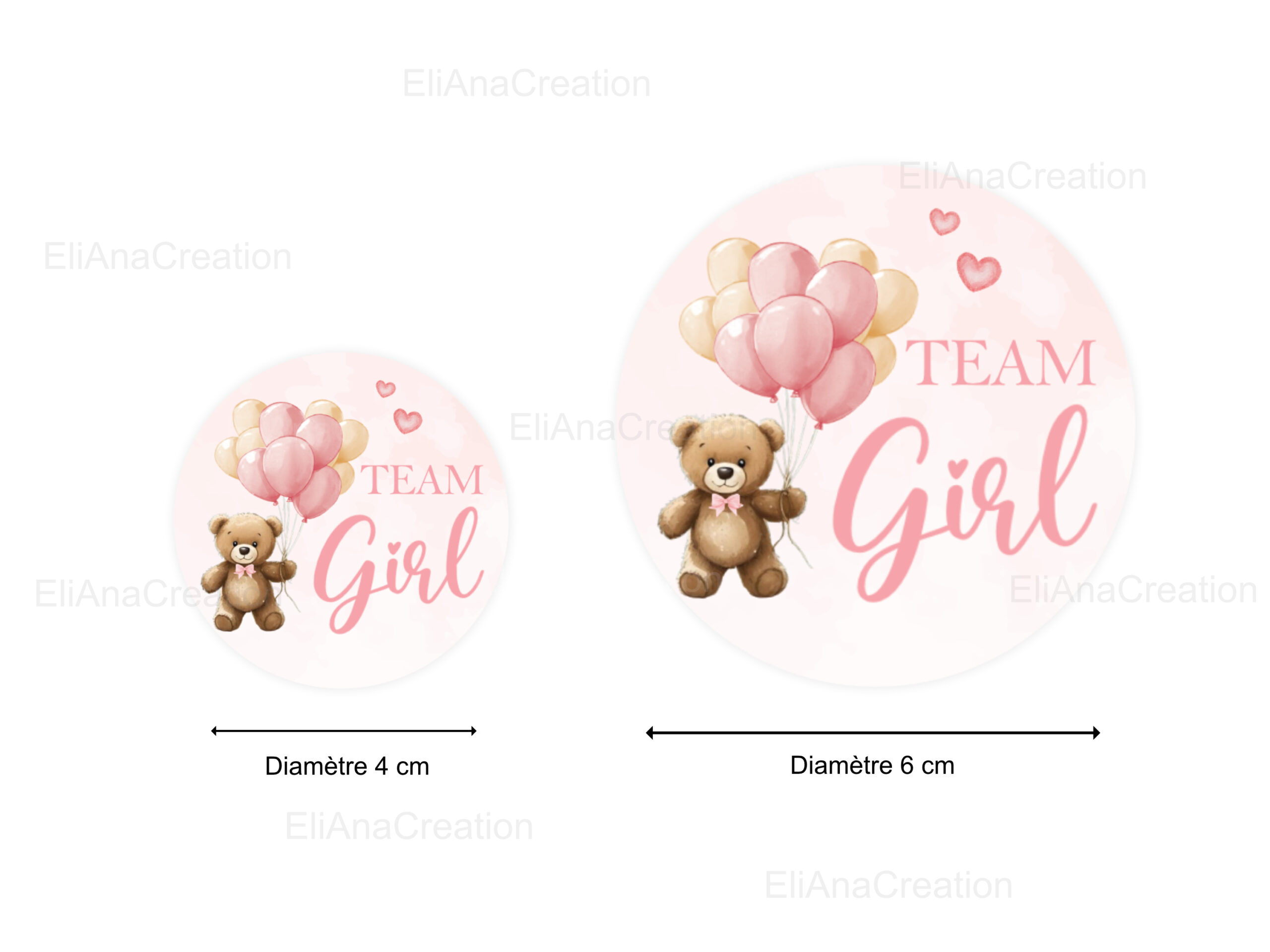 Sticker rond - Ourson rose