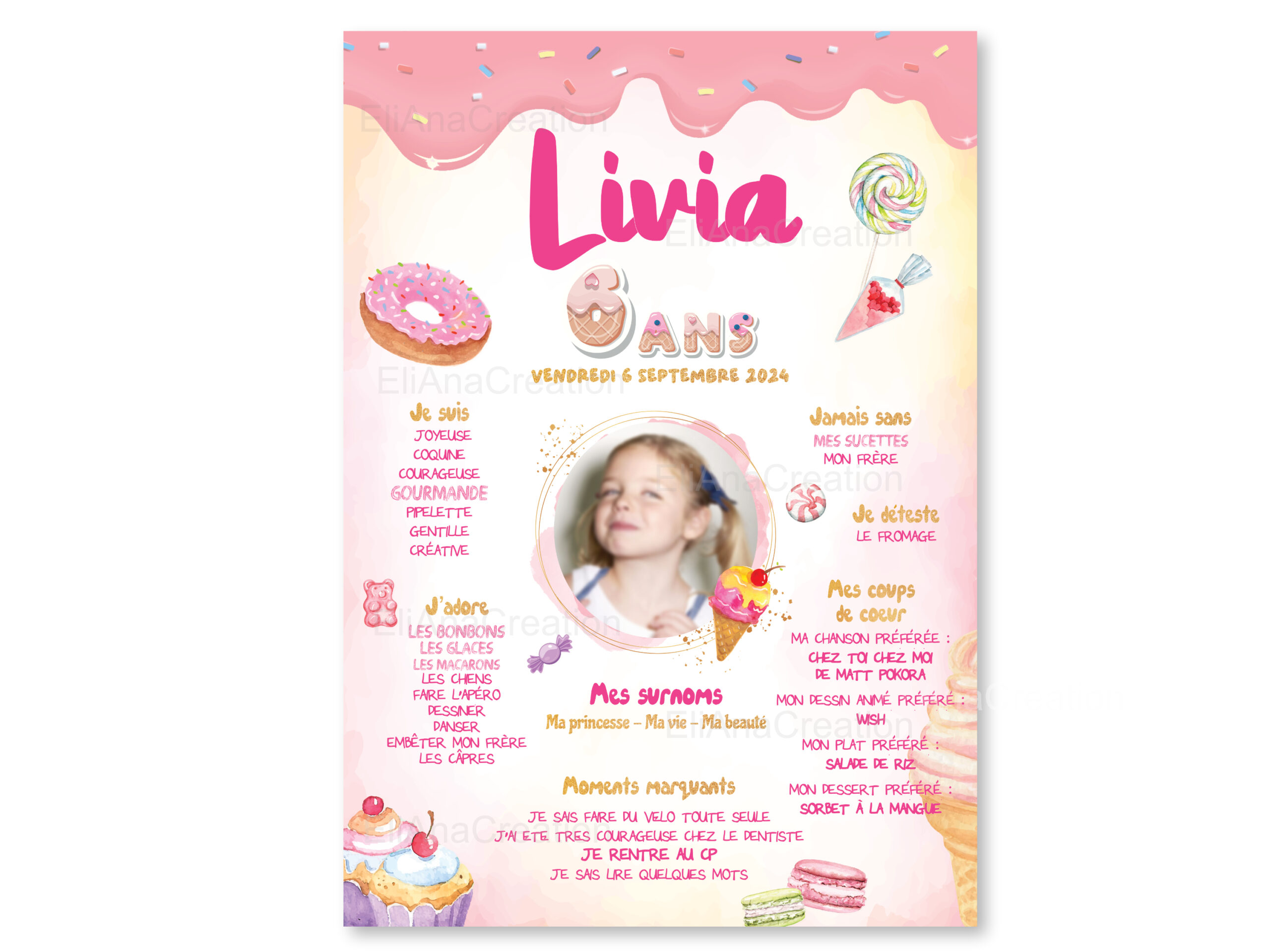 Affiche anniversaire - Thème Gourmandises