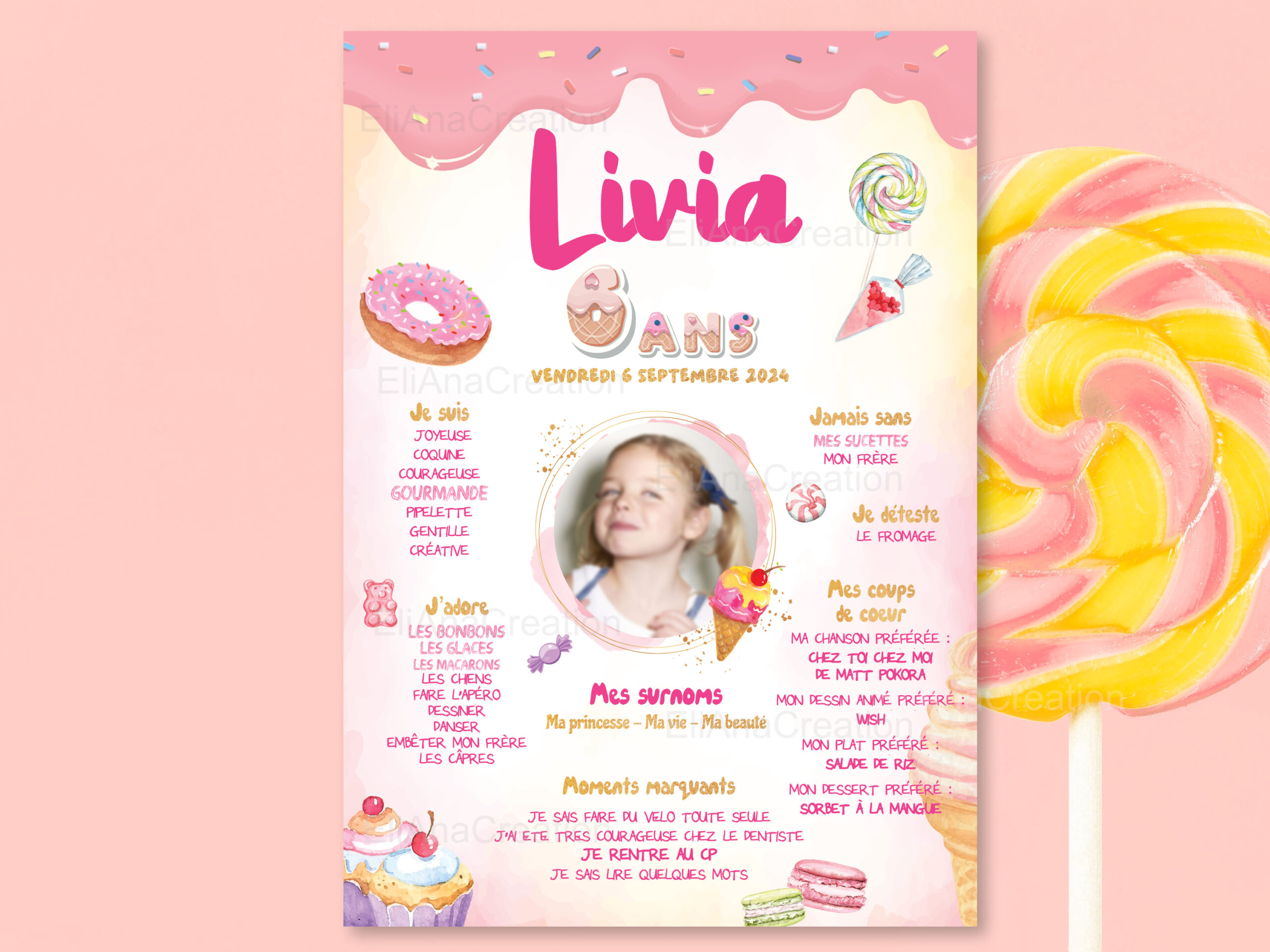 Affiche anniversaire - Thème Gourmandises