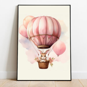 Affiche décorative Lapin & Montgolfière