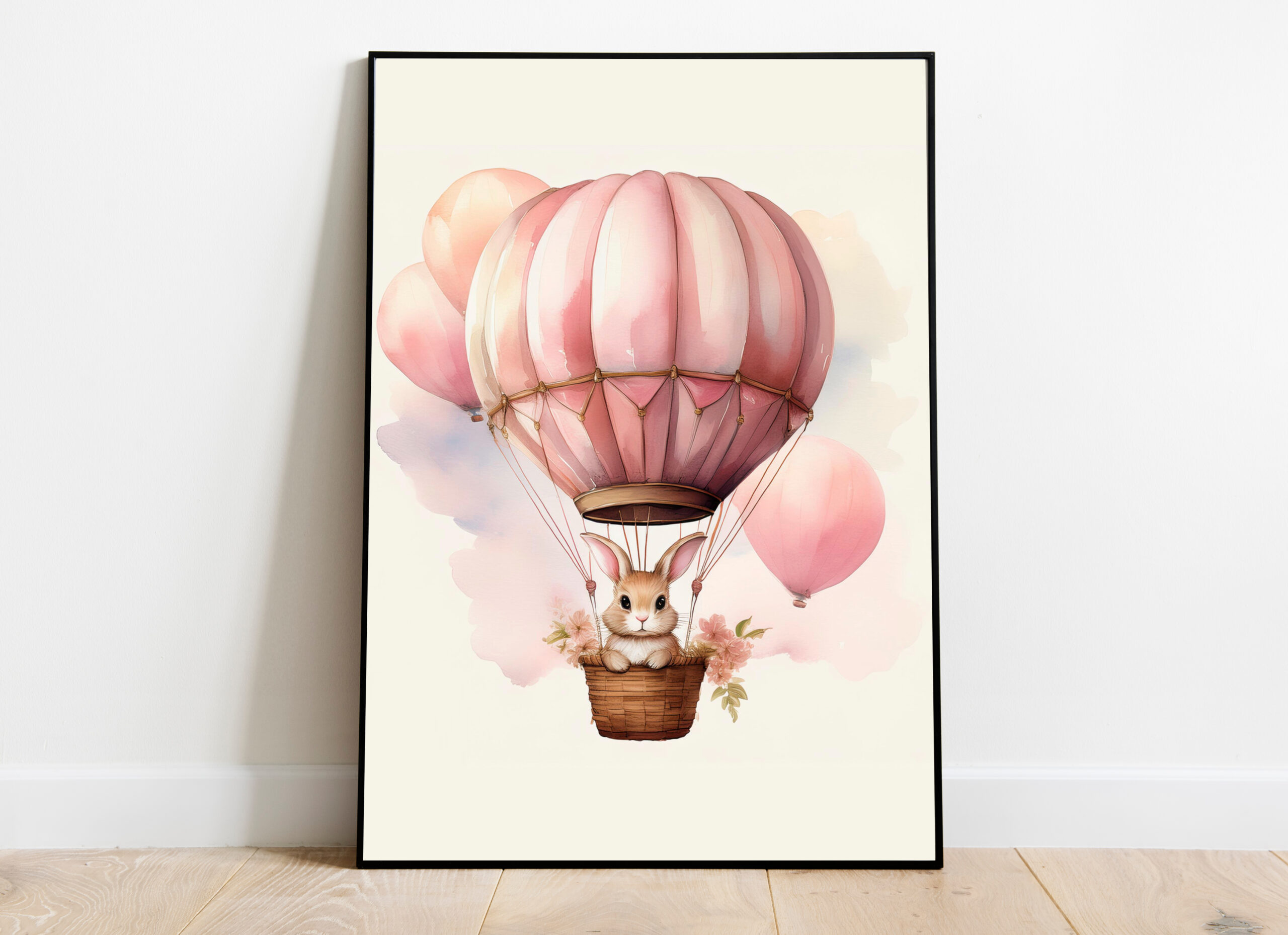 Affiche décorative Lapin & Montgolfière