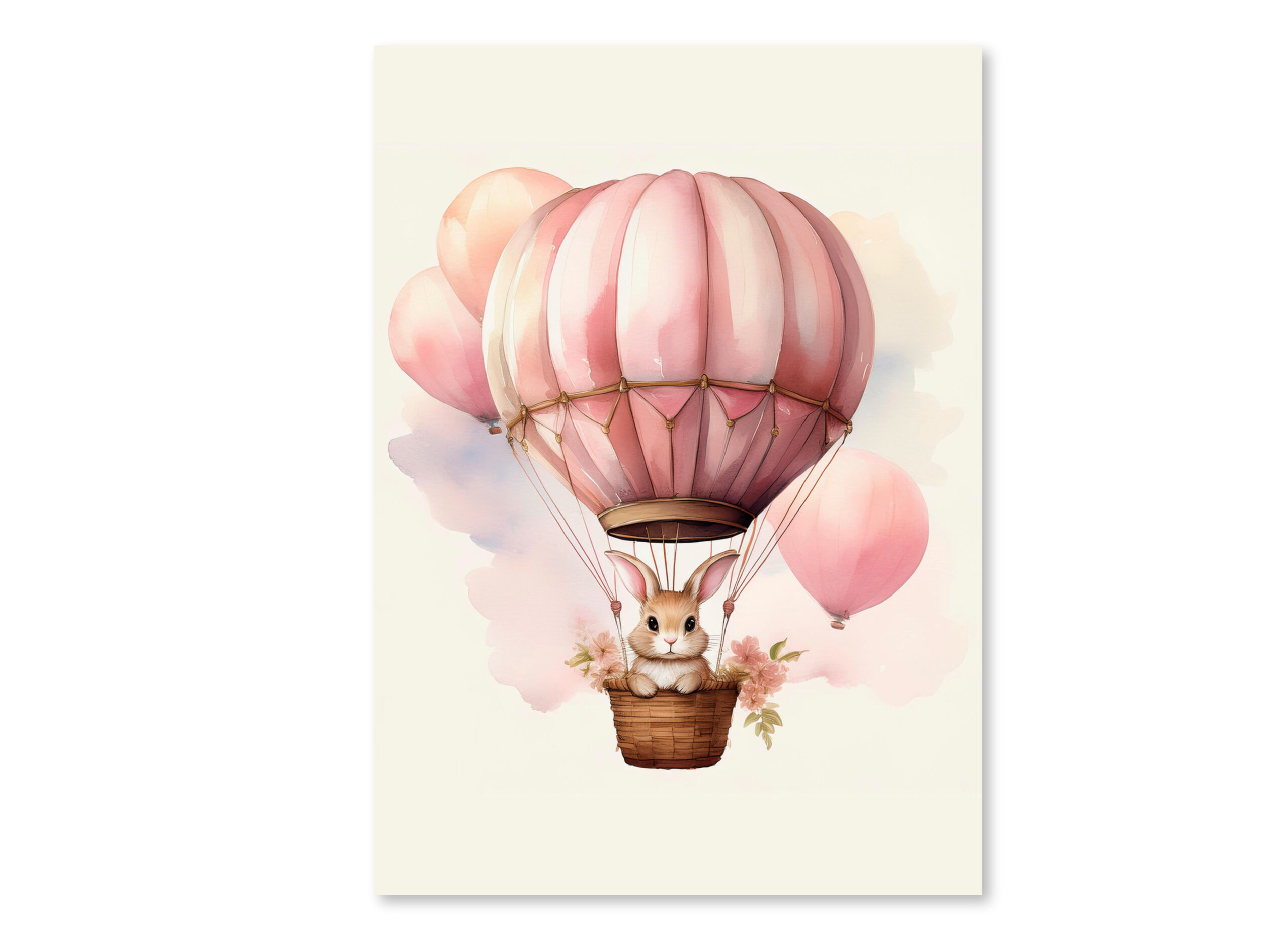 Affiche décorative Lapin & Montgolfière