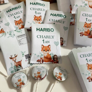 Confiserie personnalisées Thème Renard & Animaux de la Forêt