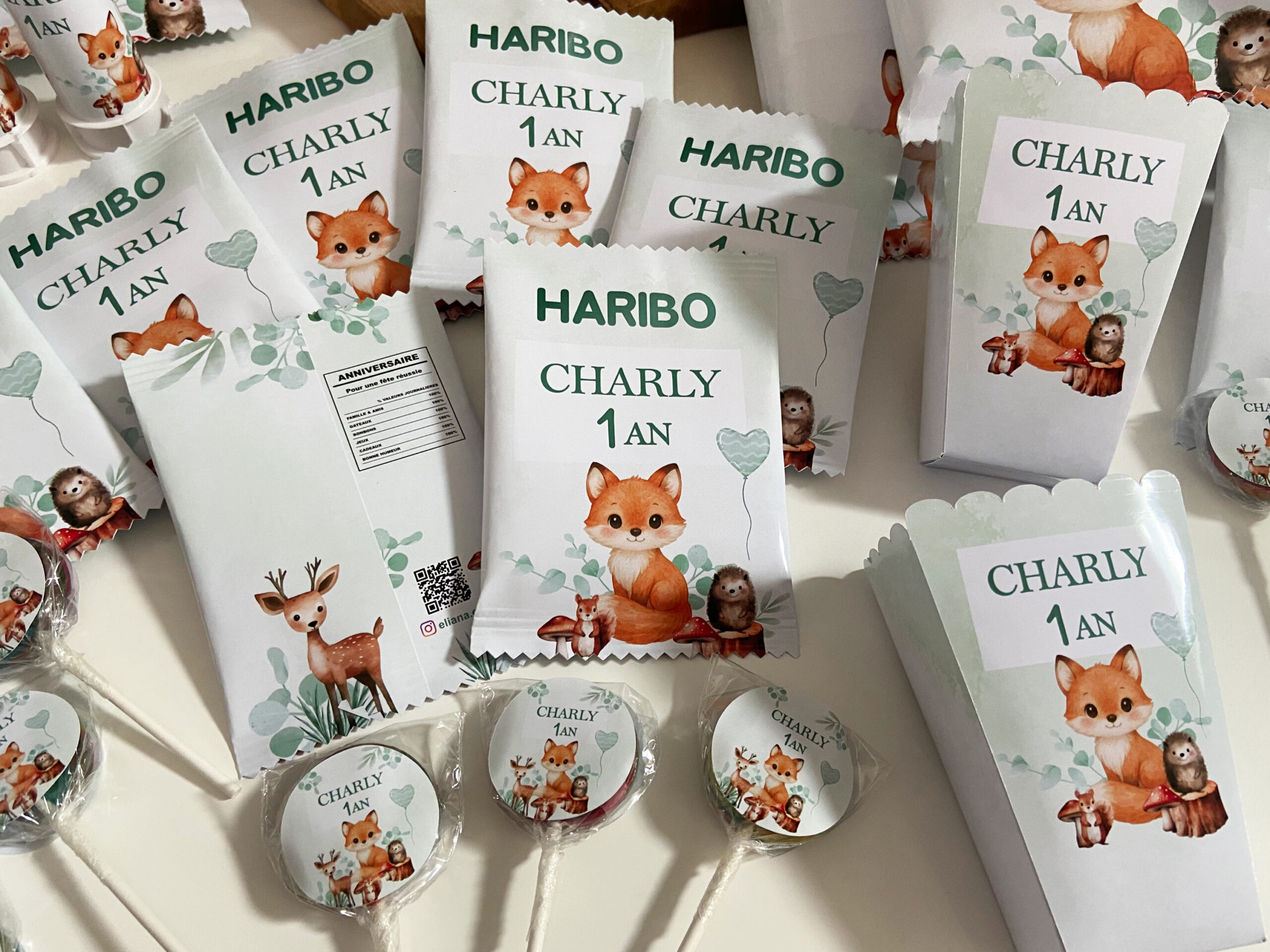 Confiserie personnalisées Thème Renard & Animaux de la Forêt