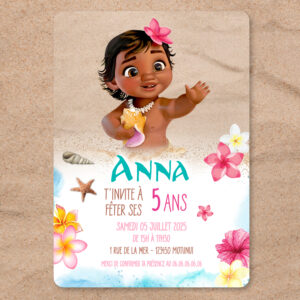 Invitation - Thème Vaiana bébé