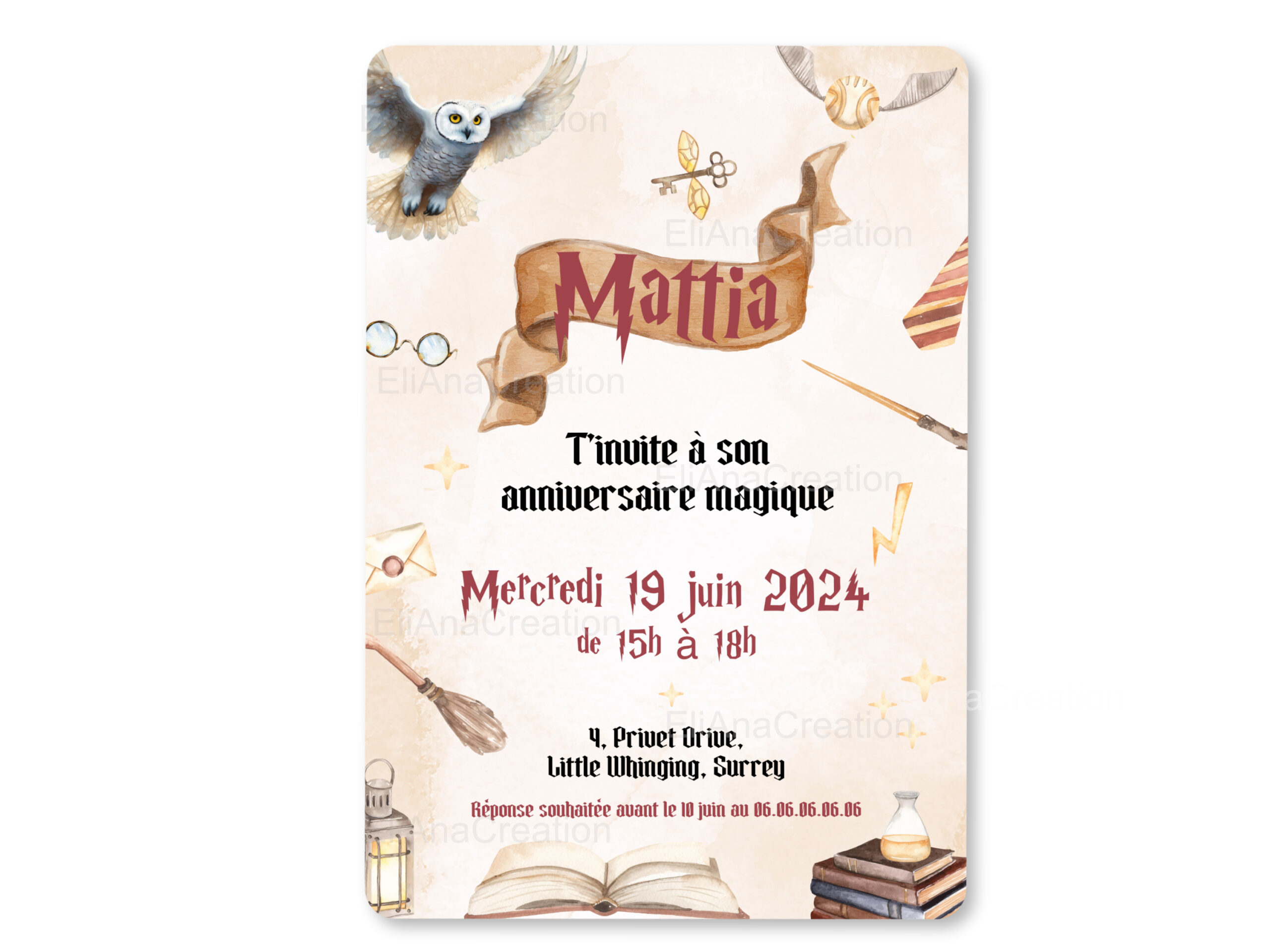 Invitation - Thème Harry Potter