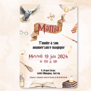 Invitation - Thème Harry Potter