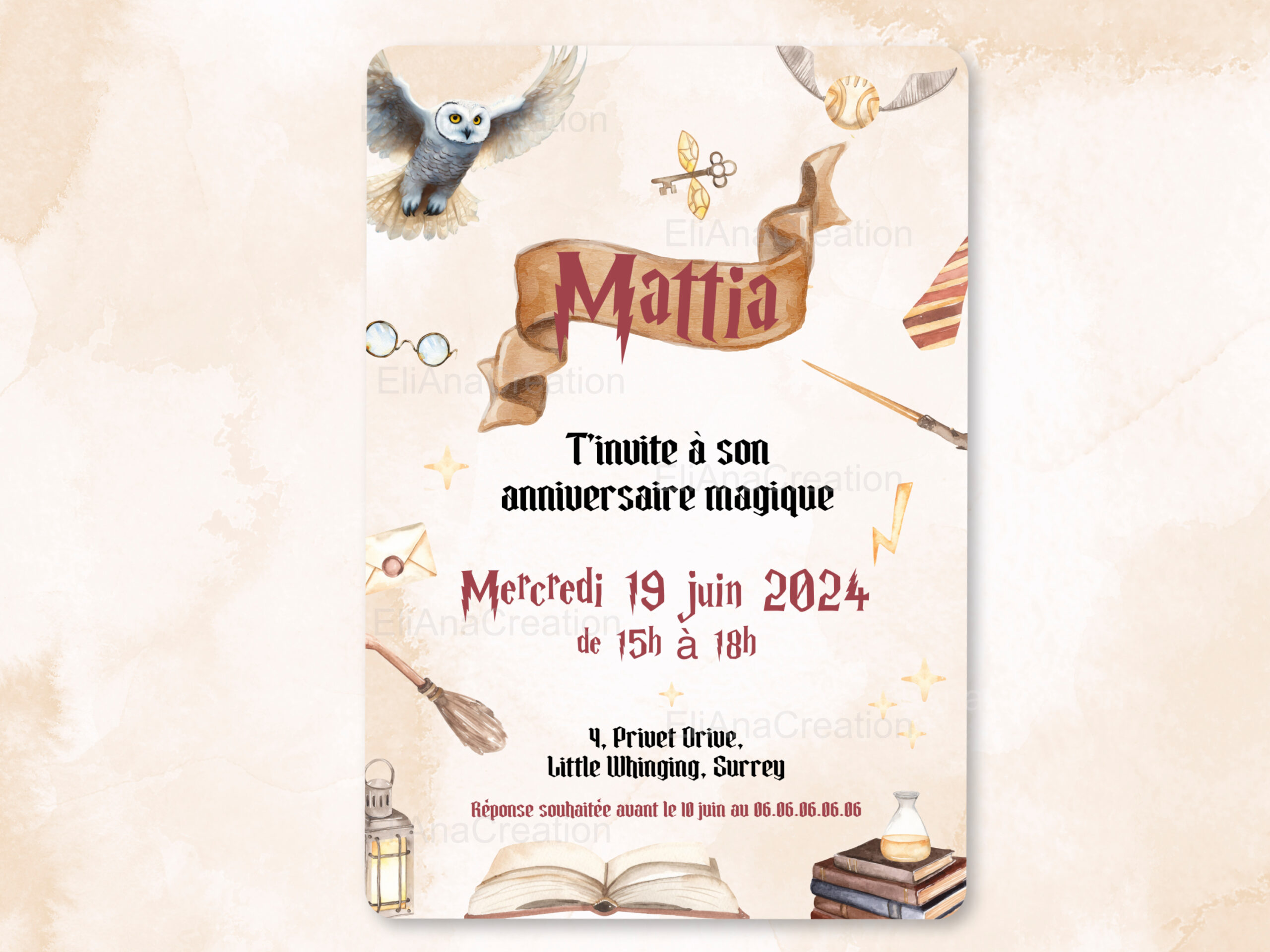 Invitation - Thème Harry Potter