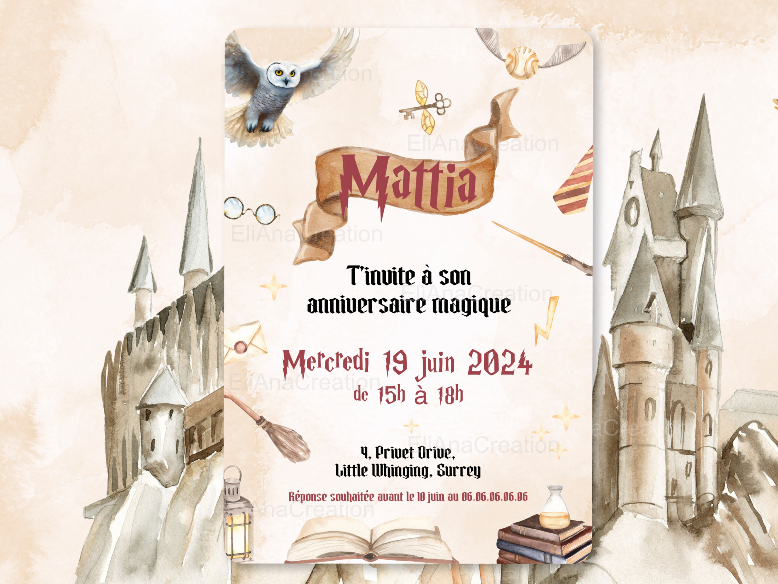 Invitation - Thème Harry Potter