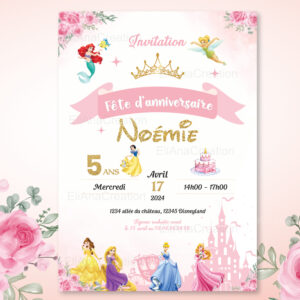 Invitation - Thème Princesses Disney