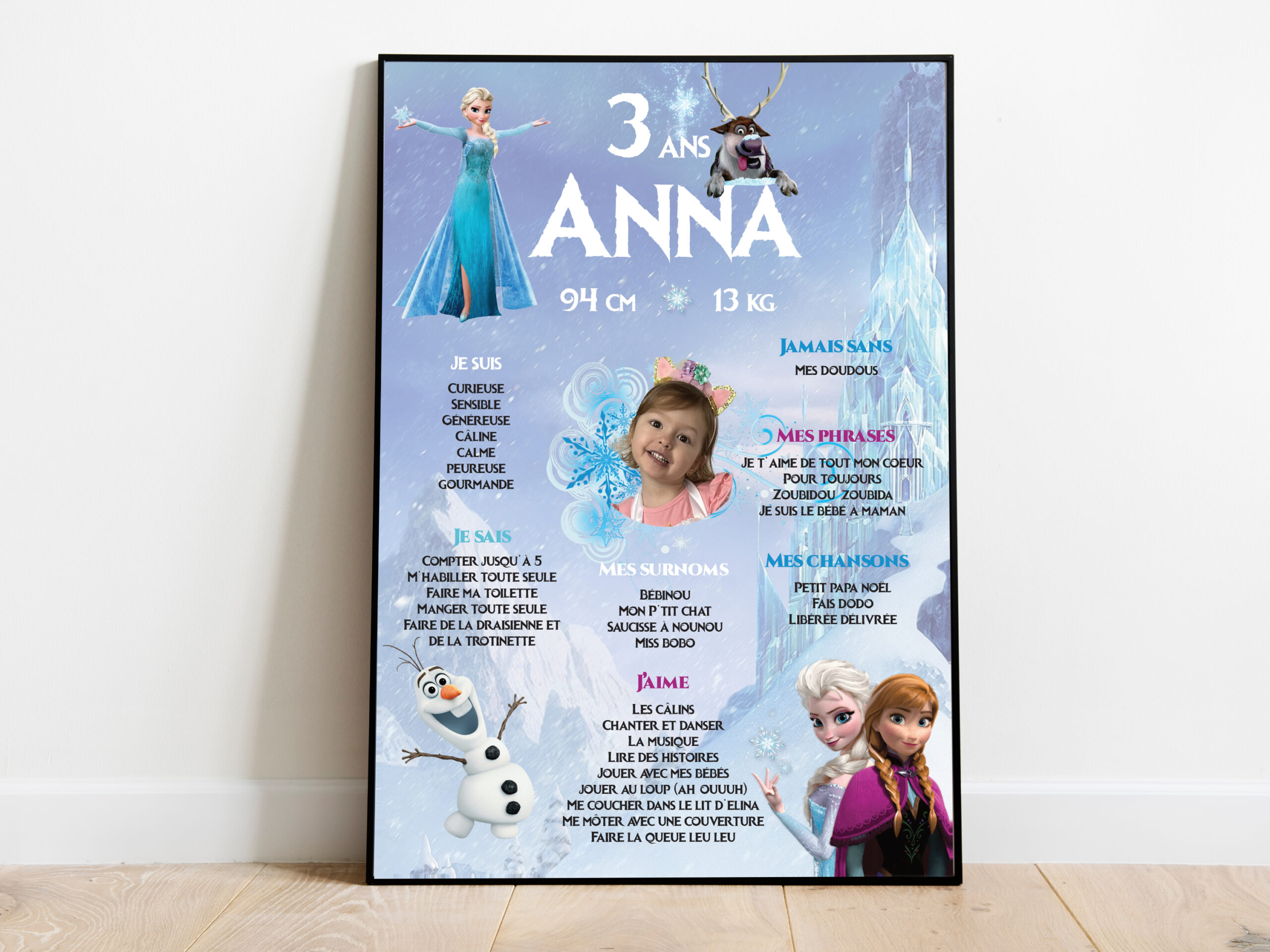 Affiche anniversaire - Thème Reine des Neiges