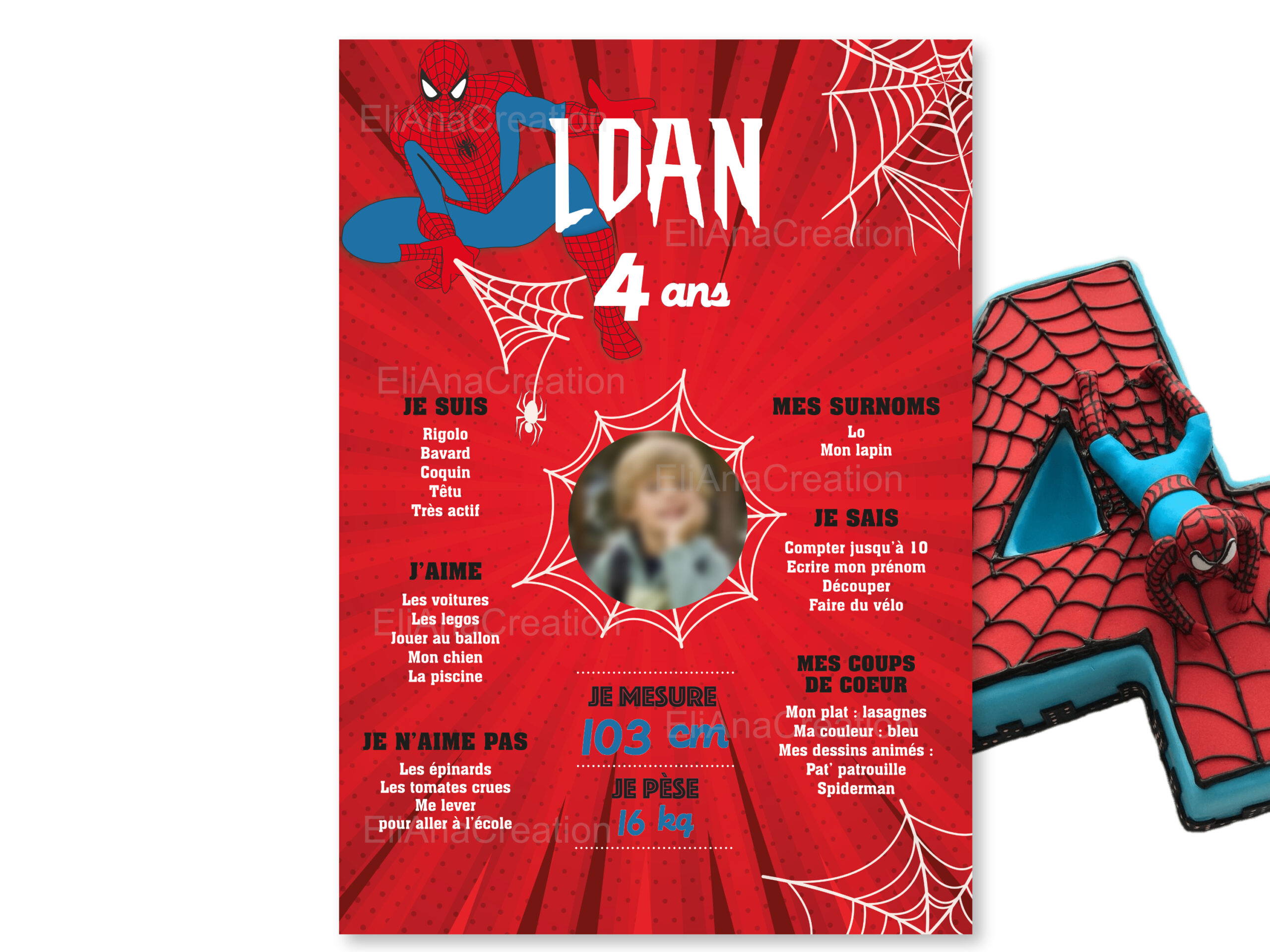 Affiche anniversaire - Thème Spiderman