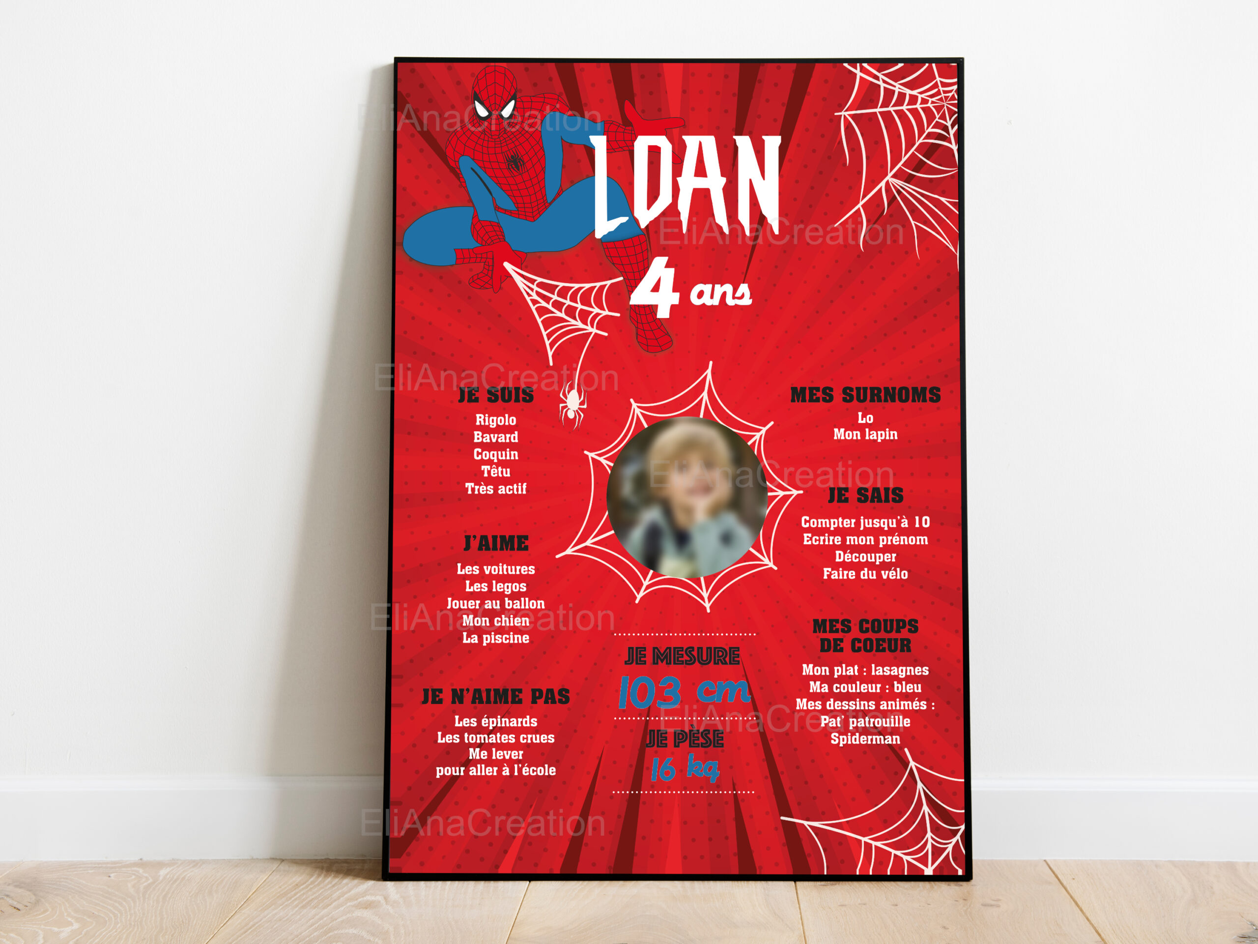 Affiche anniversaire - Thème Spiderman