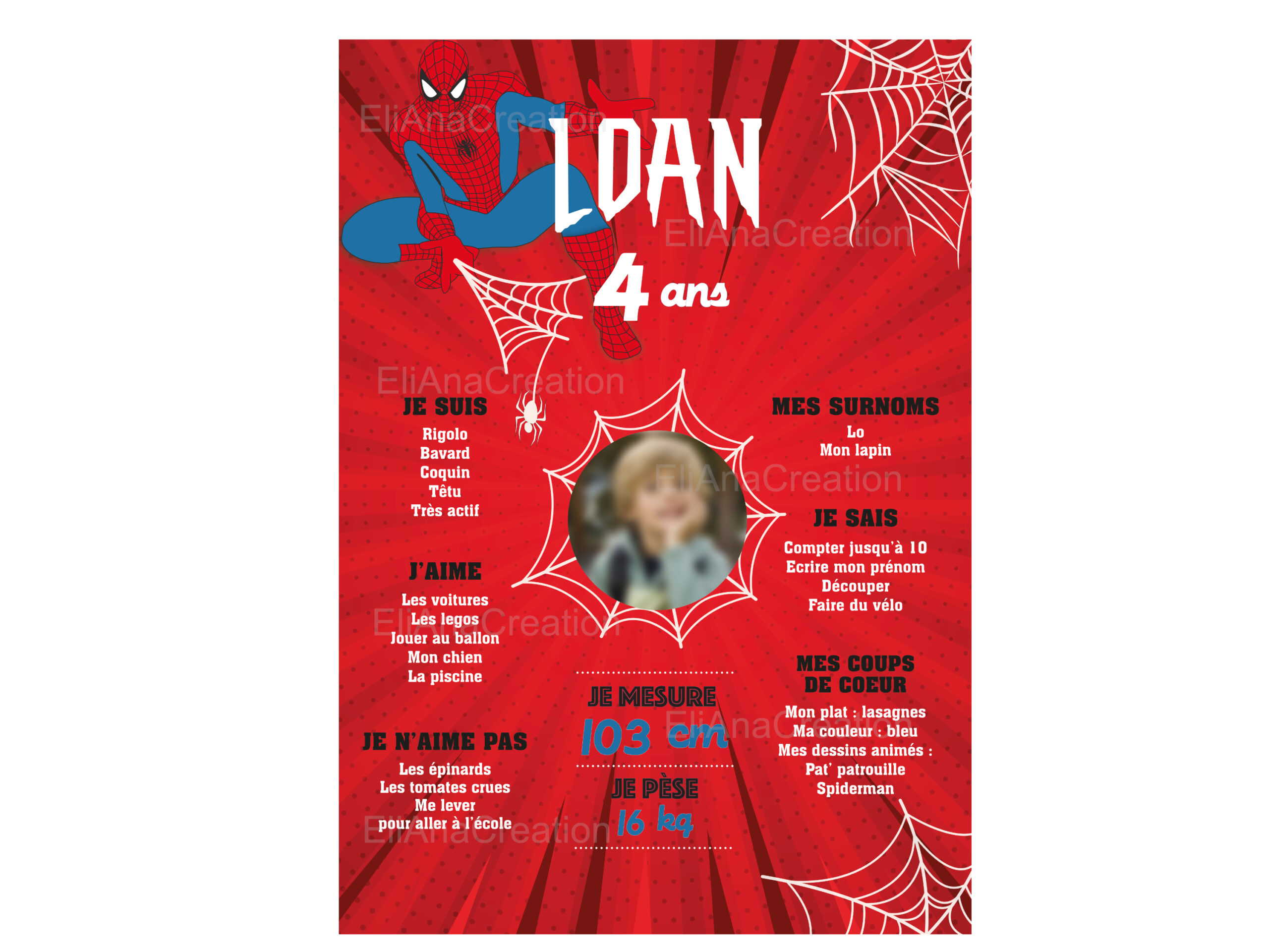 Affiche anniversaire - Thème Spiderman