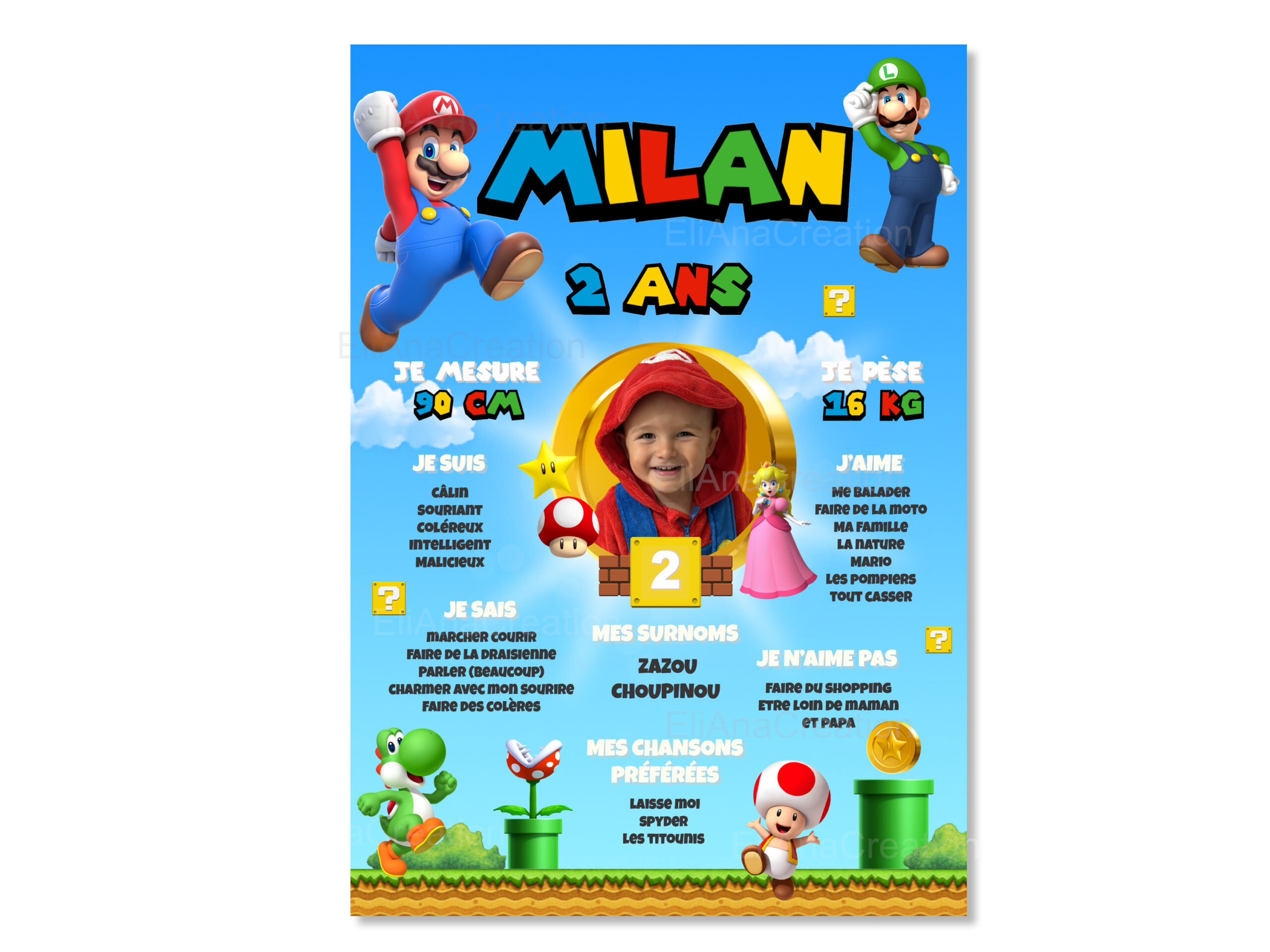 Affiche anniversaire - Thème Mario