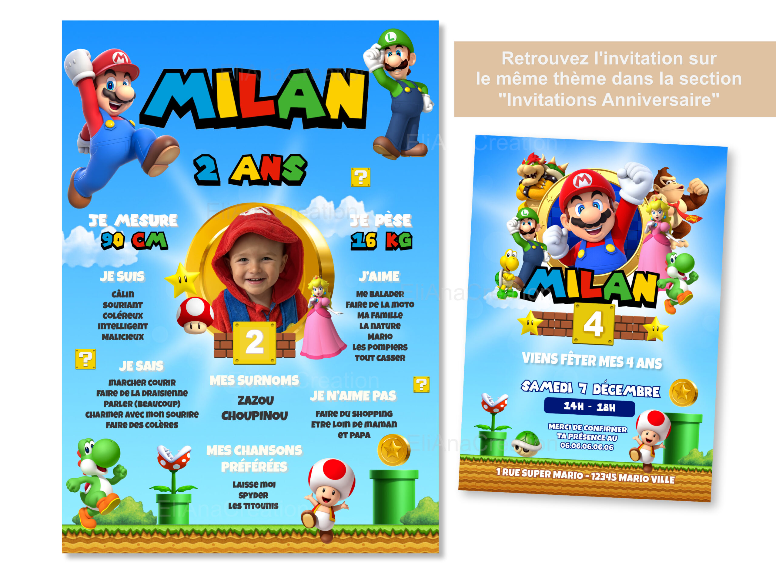 Affiche anniversaire - Thème Mario