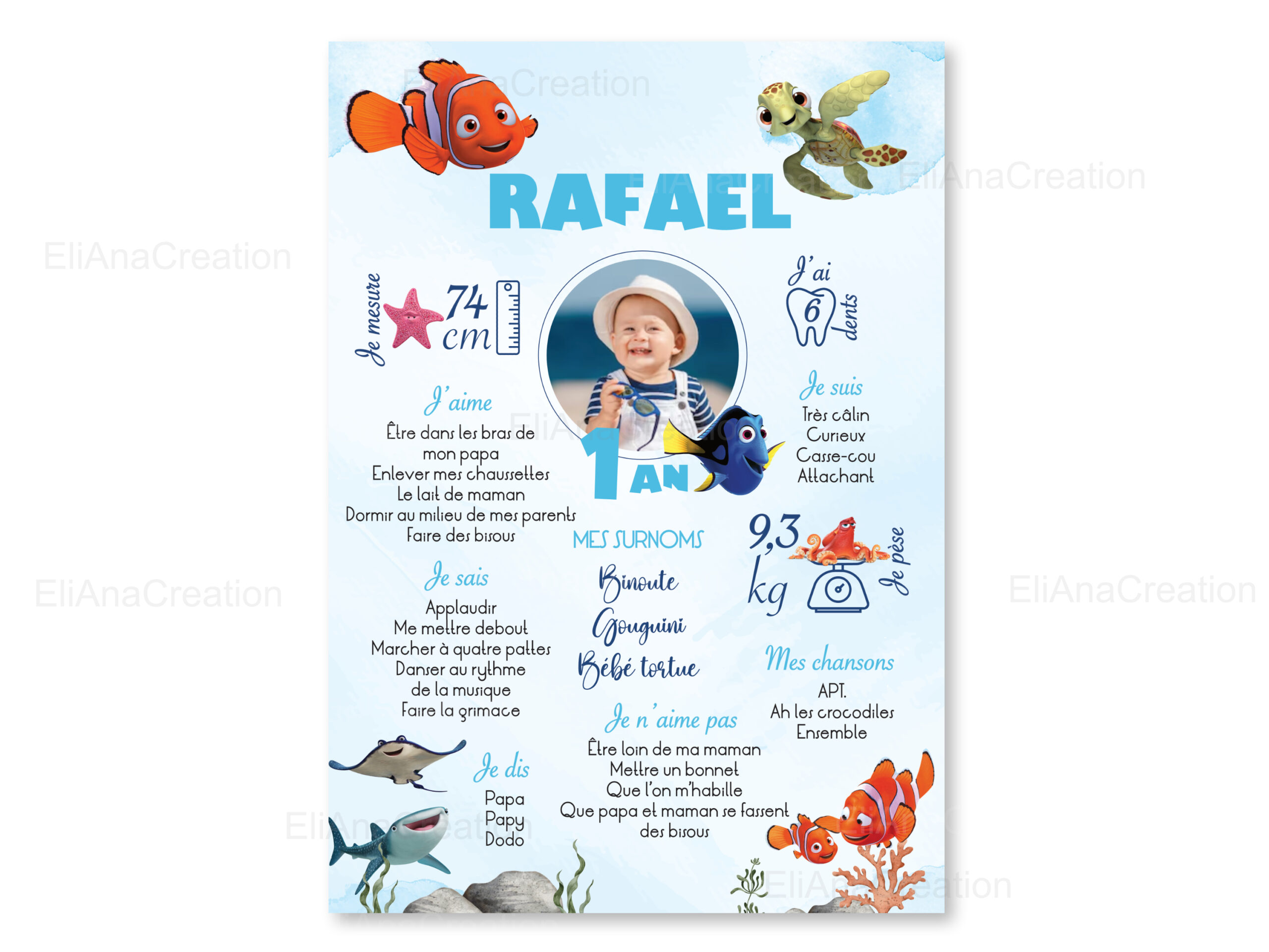 Affiche anniversaire - Thème Nemo