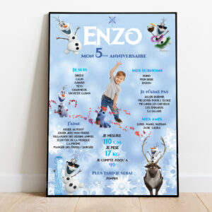 Affiche anniversaire - Thème Reine des Neiges - Olaf