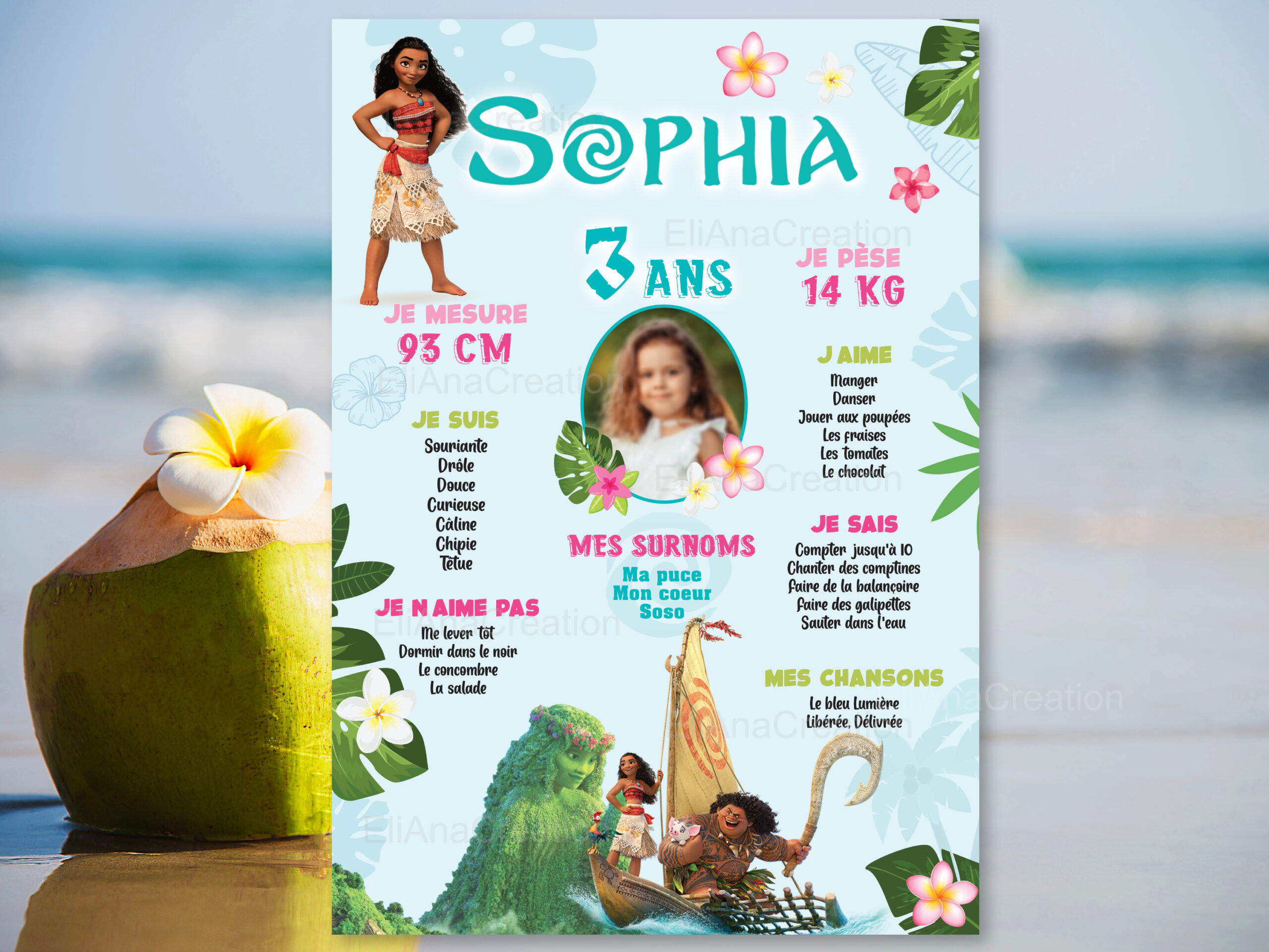 Affiche anniversaire - Thème Vaiana