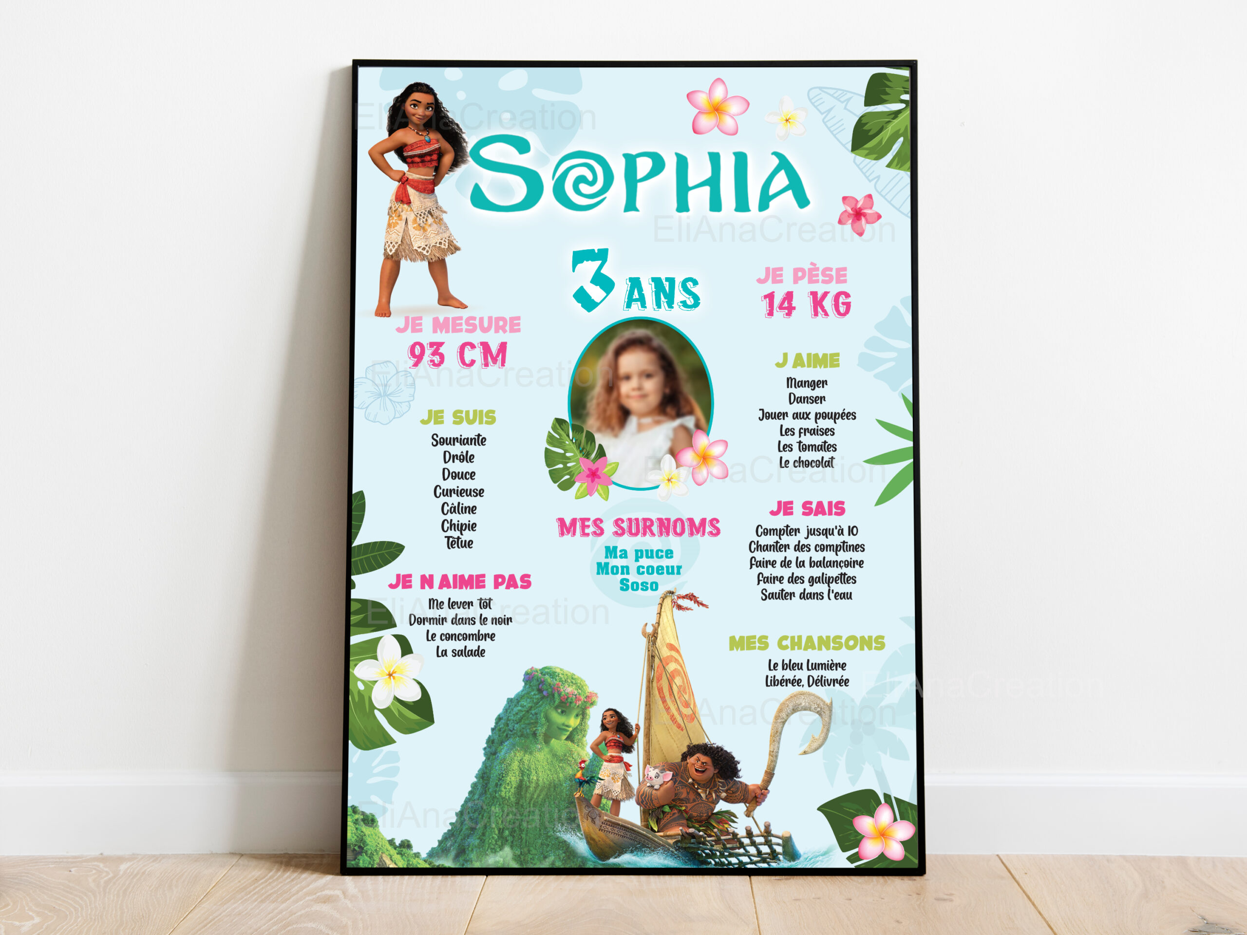 Affiche anniversaire - Thème Vaiana