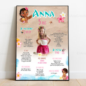 Affiche anniversaire - Thème Vaiana bébé