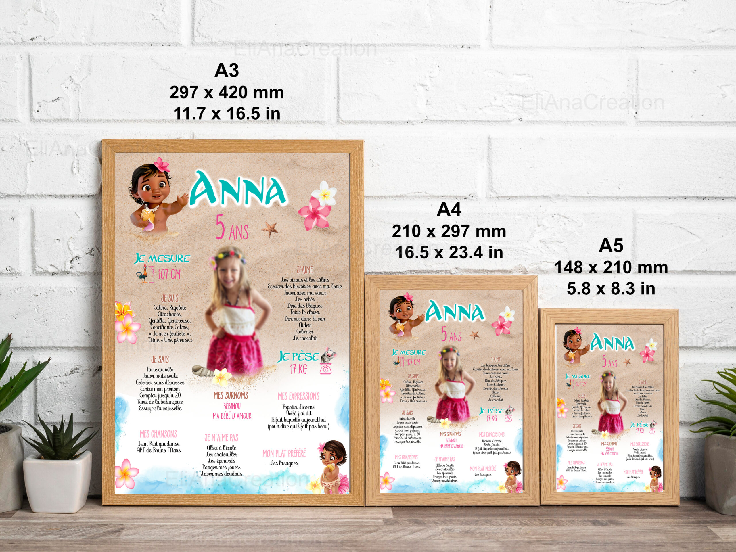 Affiche anniversaire - Thème Vaiana bébé