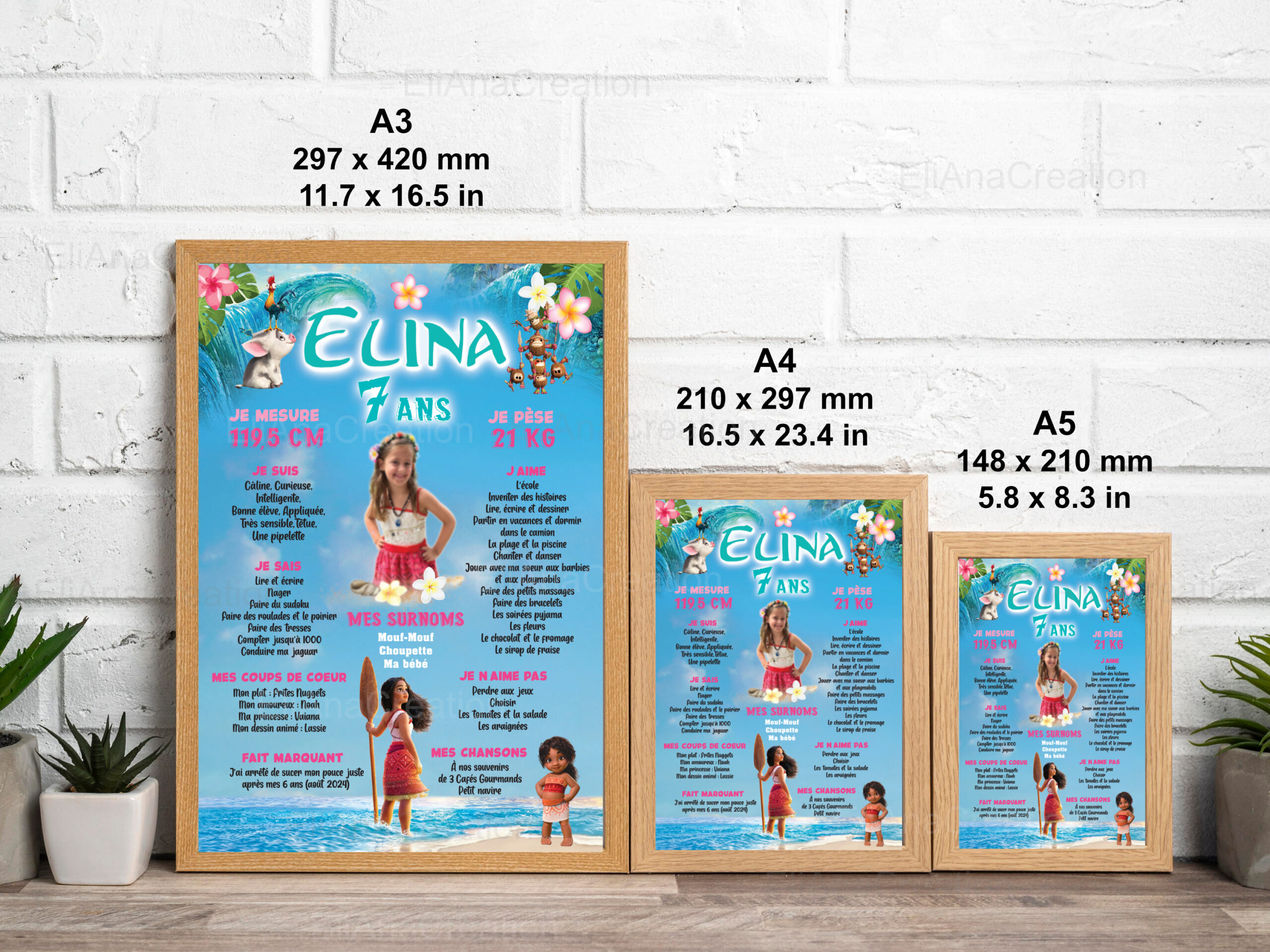 Affiche anniversaire - Thème Vaiana 2