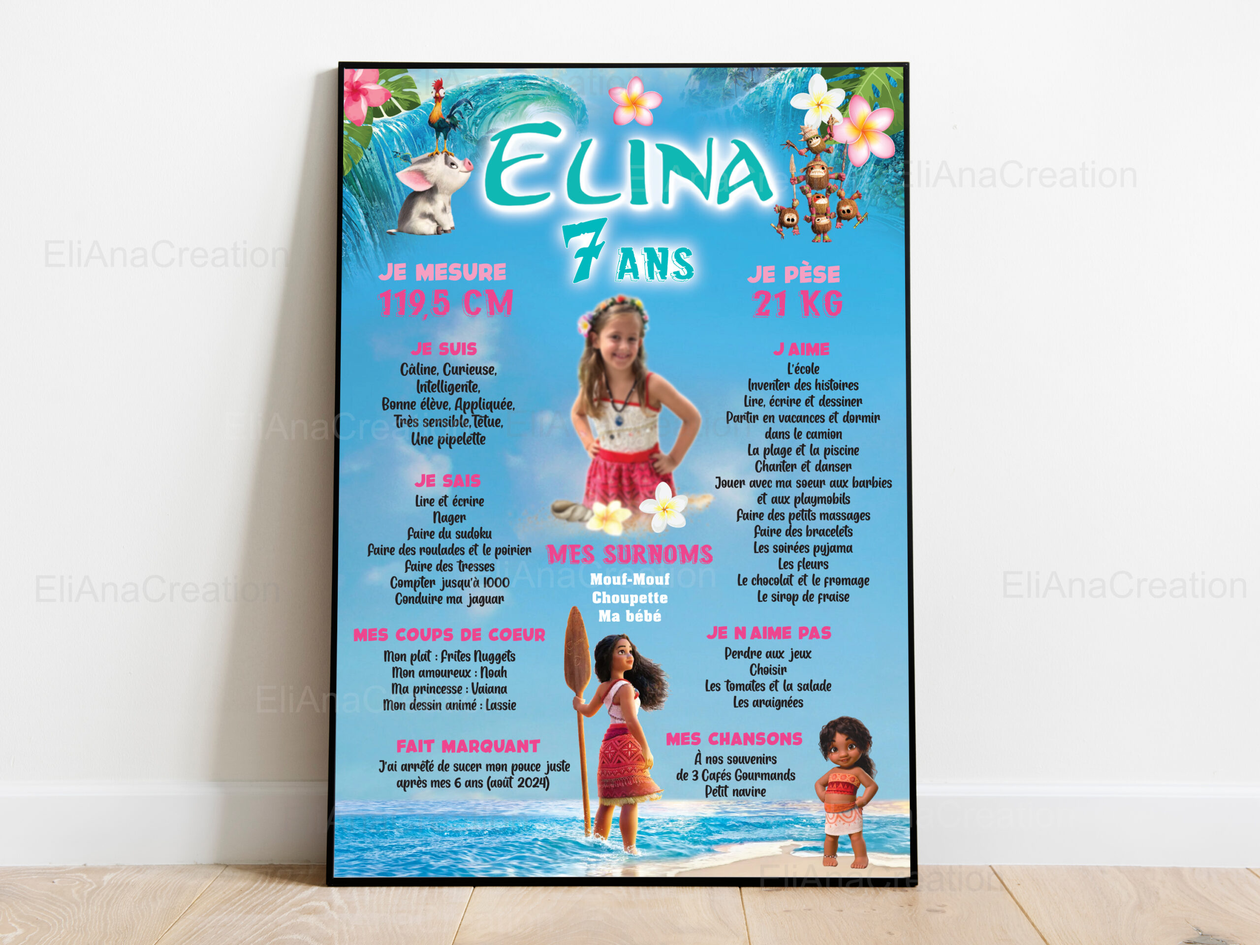 Affiche anniversaire - Thème Vaiana 2