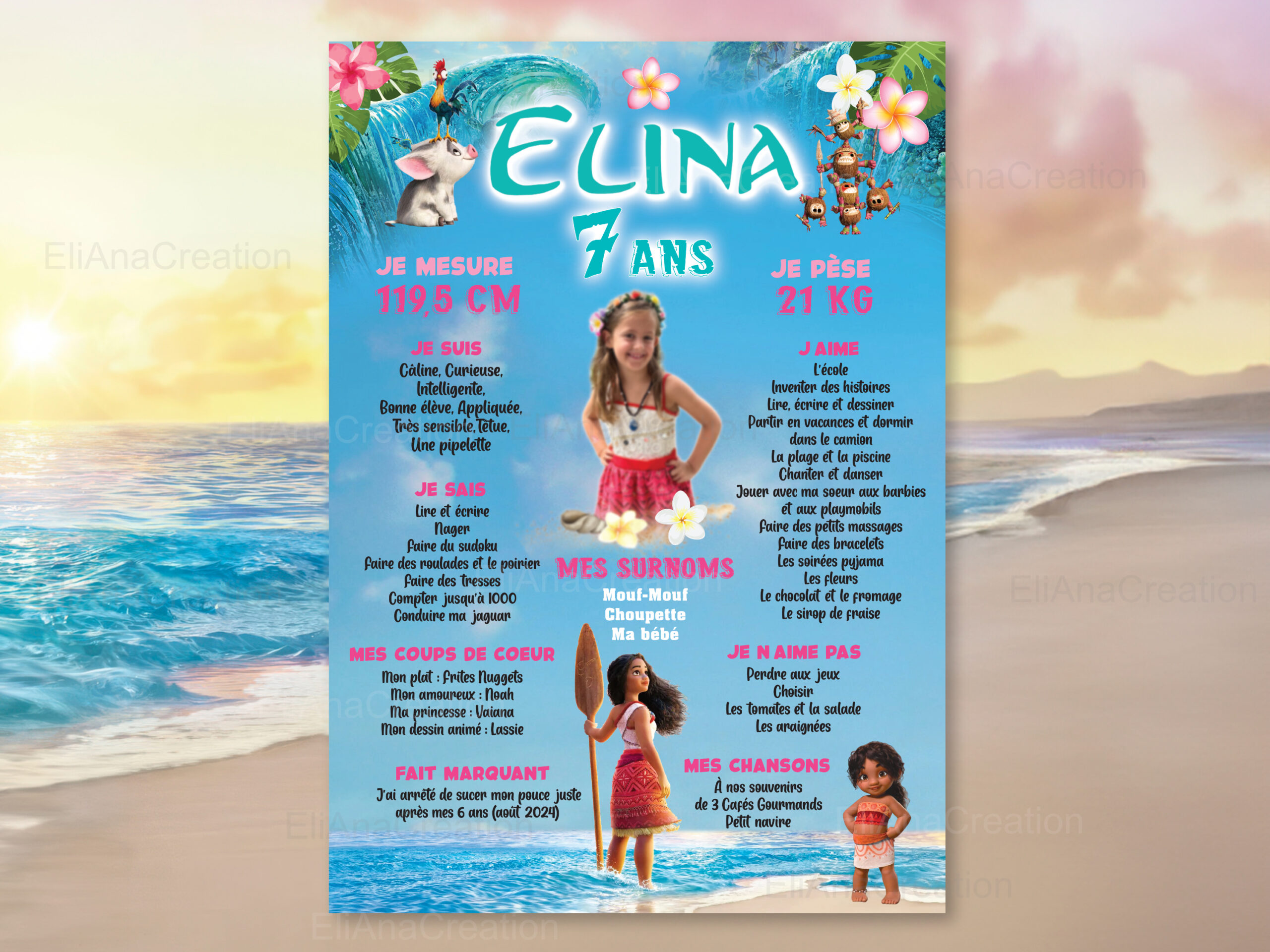Affiche anniversaire - Thème Vaiana 2