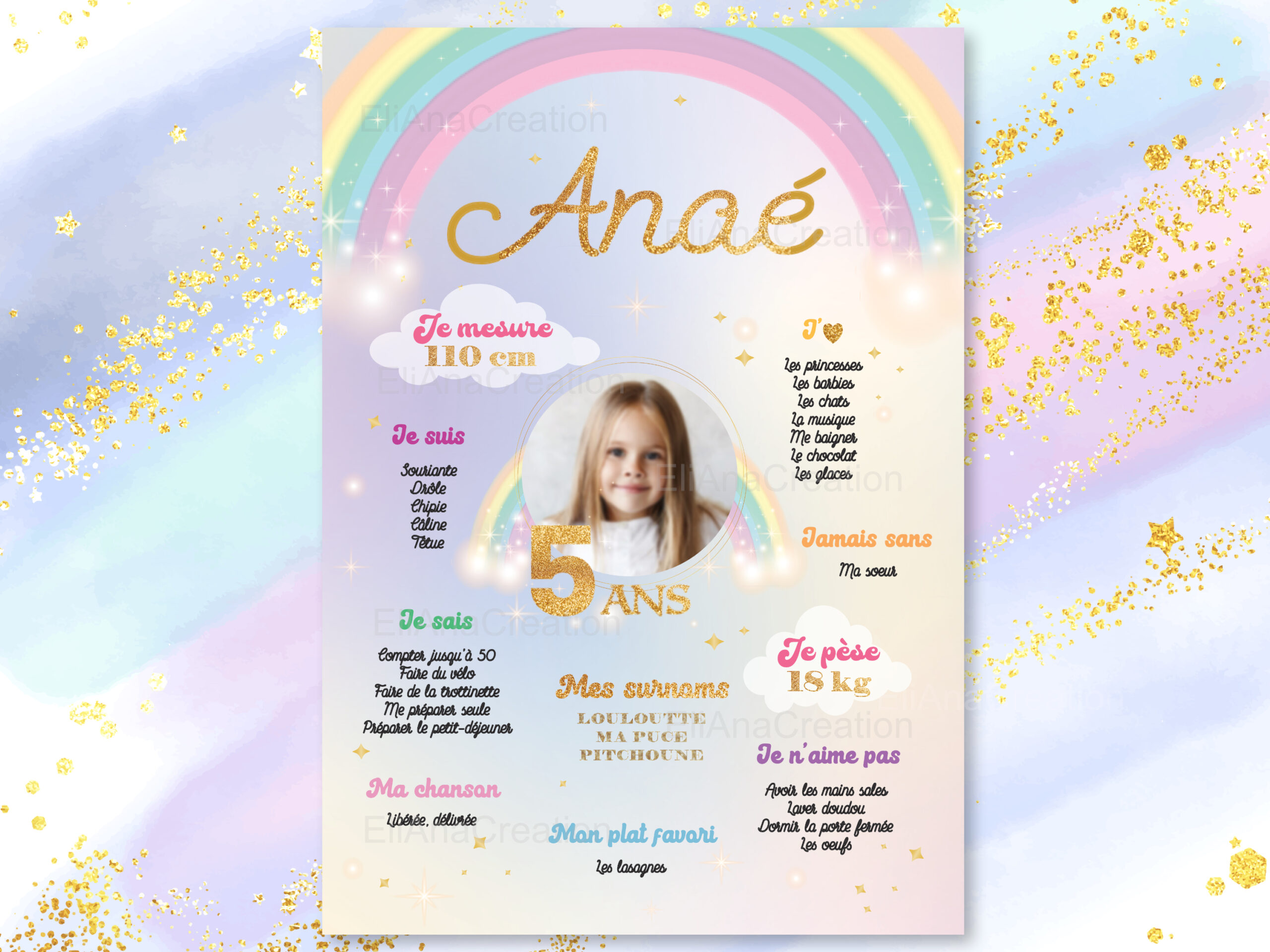 Affiche anniversaire - Thème Arc-en-Ciel